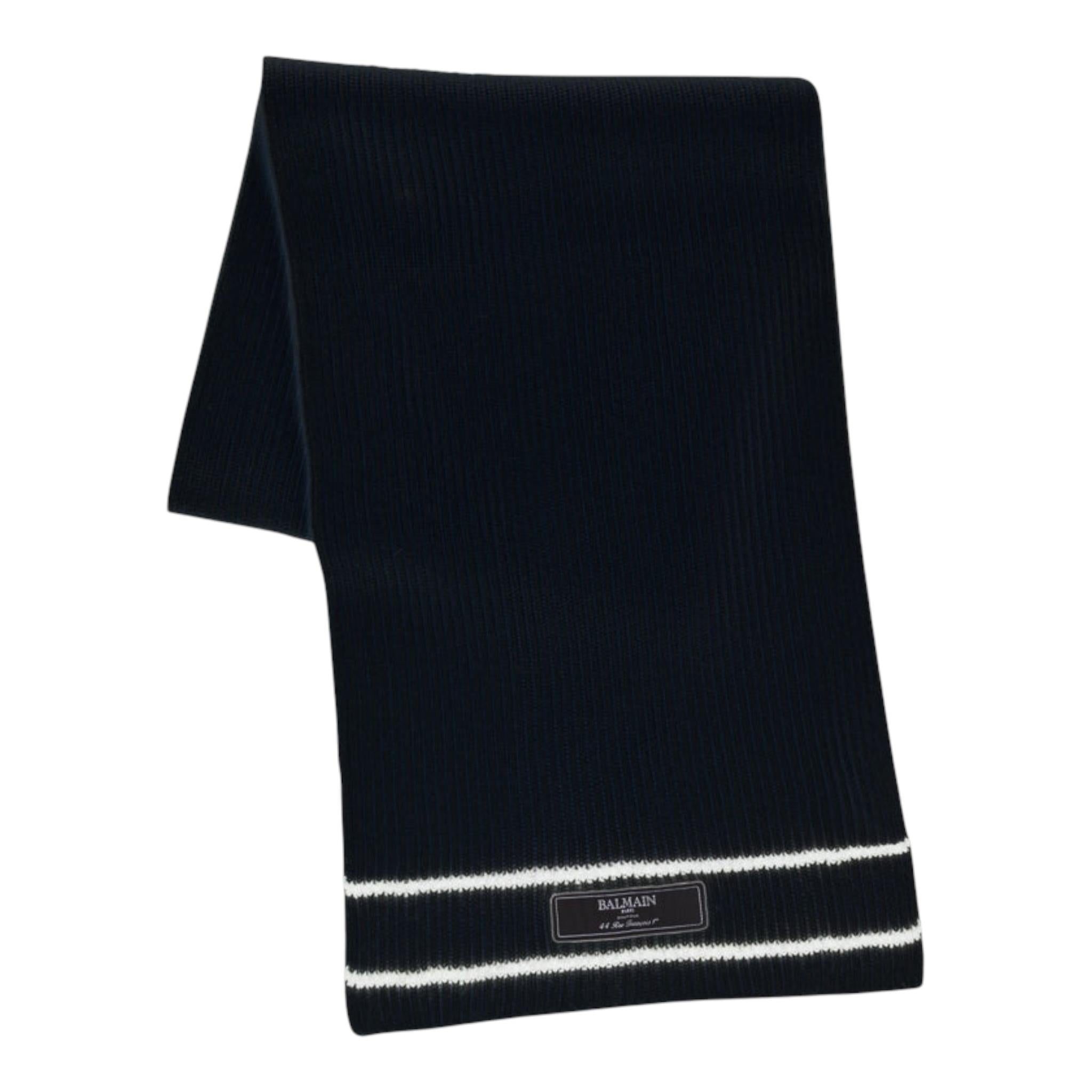BALMAIN sciarpa tinta unita con stampa logo Nero per Bambino BV0P73 NERO BALMAIN