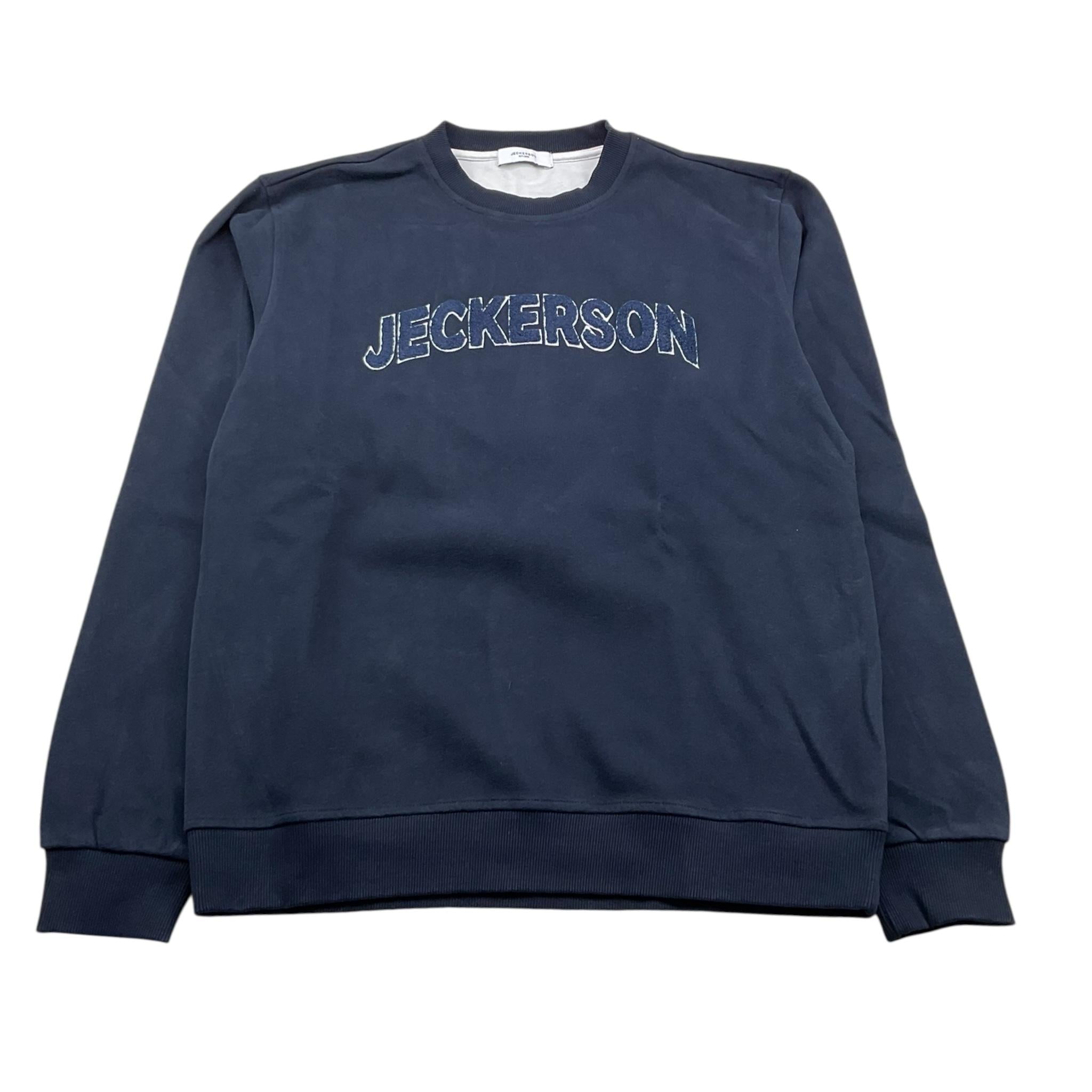 JECKERSON felpa chiusa girocollo tinta unita con logo Blu per Bambino J4436 BLU JECKERSON