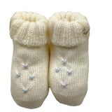 BABY LORD babbucce tinta unita con ricami in contrasto Panna per Neonato 711 PANNA BABY LORD