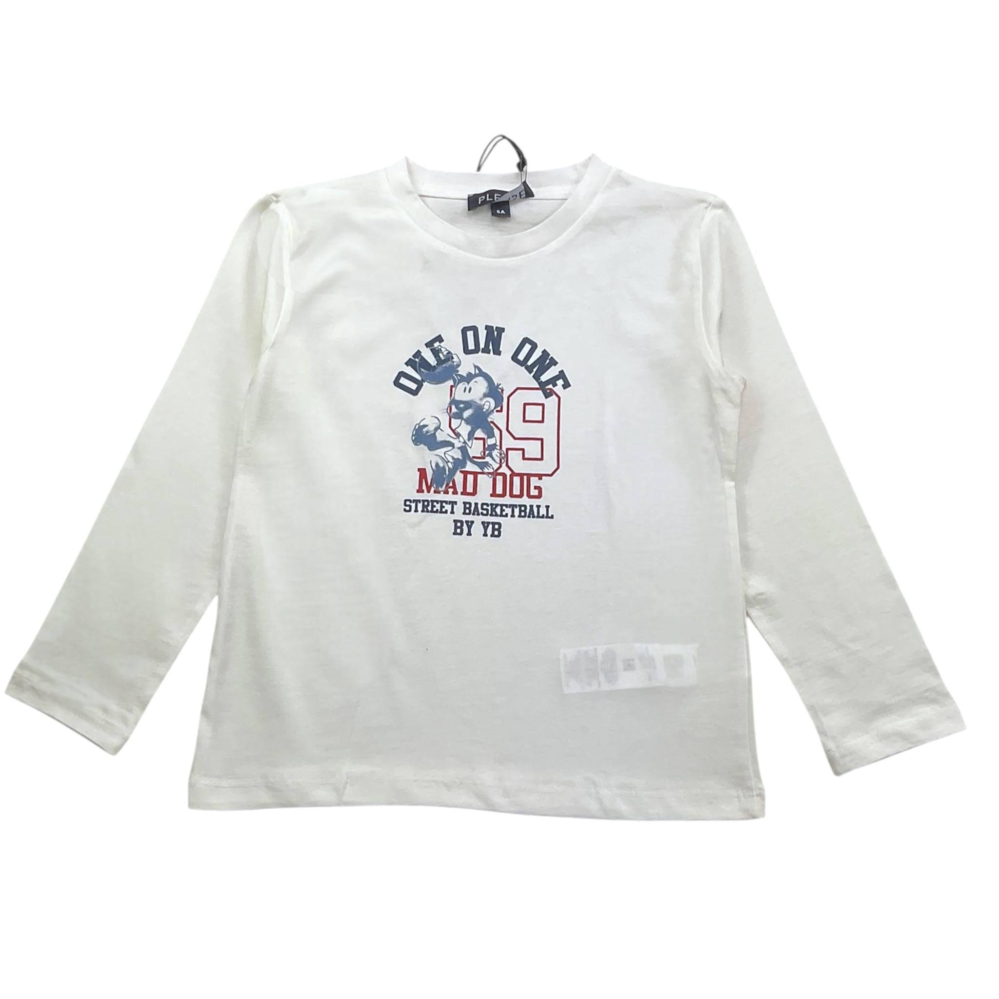 PLEASE shirt girocollo tinta unita con stampa Bianco per Neonato ML20030B65 BIANCO PLEASE