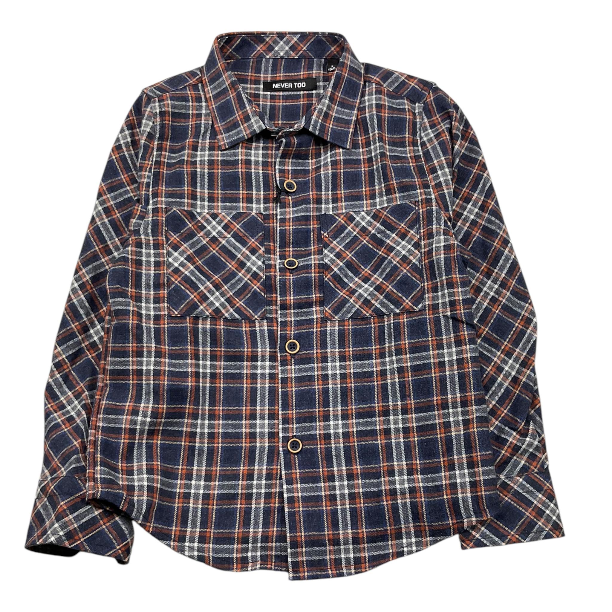 NEVER TOO camicia manica lunga fantasia quadri Blu per Bambino NT1793B BLU NEVER TOO
