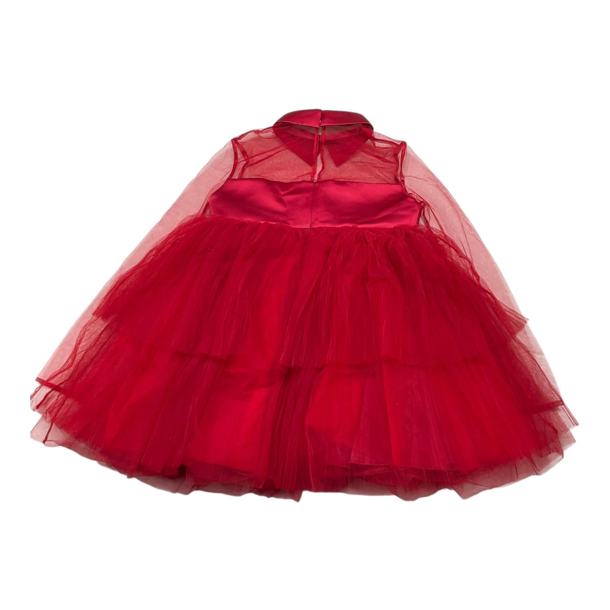 ELISABETTA FRANCHI abito tinta unita con tulle e trasparenze Rosso per Bambina EFAB539 ROSSO ELISABETTA FRANCHI