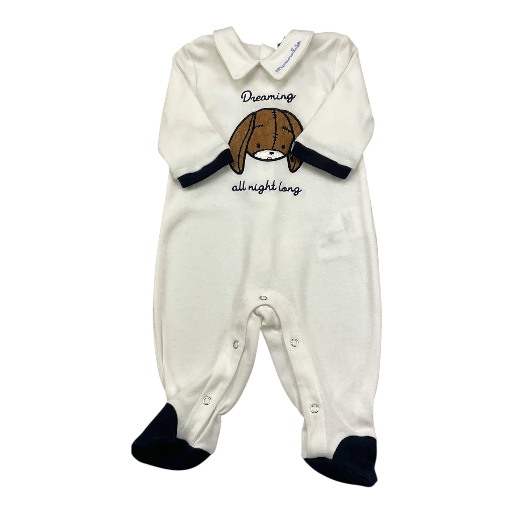 MONNALISA tutina tinta unita con stampa Bianco per Neonato 228506 BIANCO MONNALISA