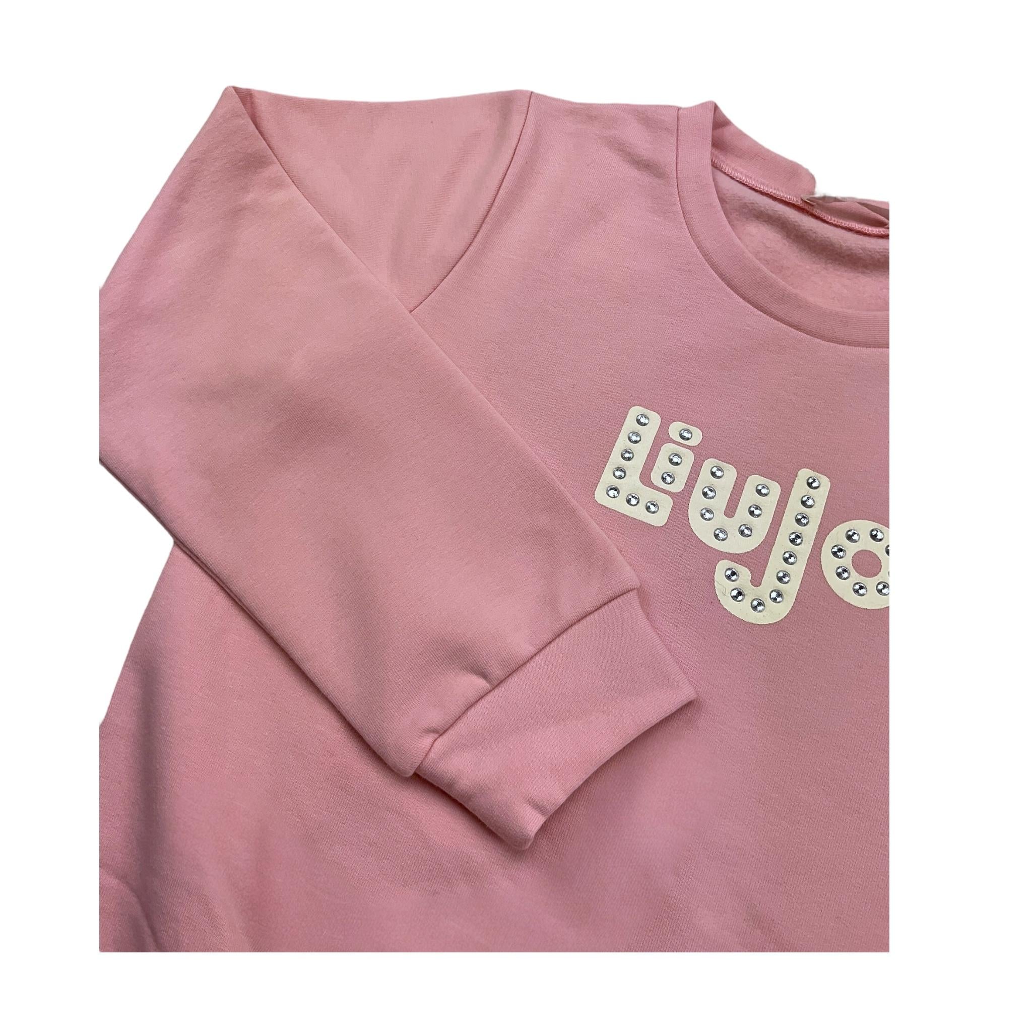 LIU JO felpa chiusa girocollo tinta unita con stampa logo Rosa per Bambina KF4060XXX ROSA LIU JO