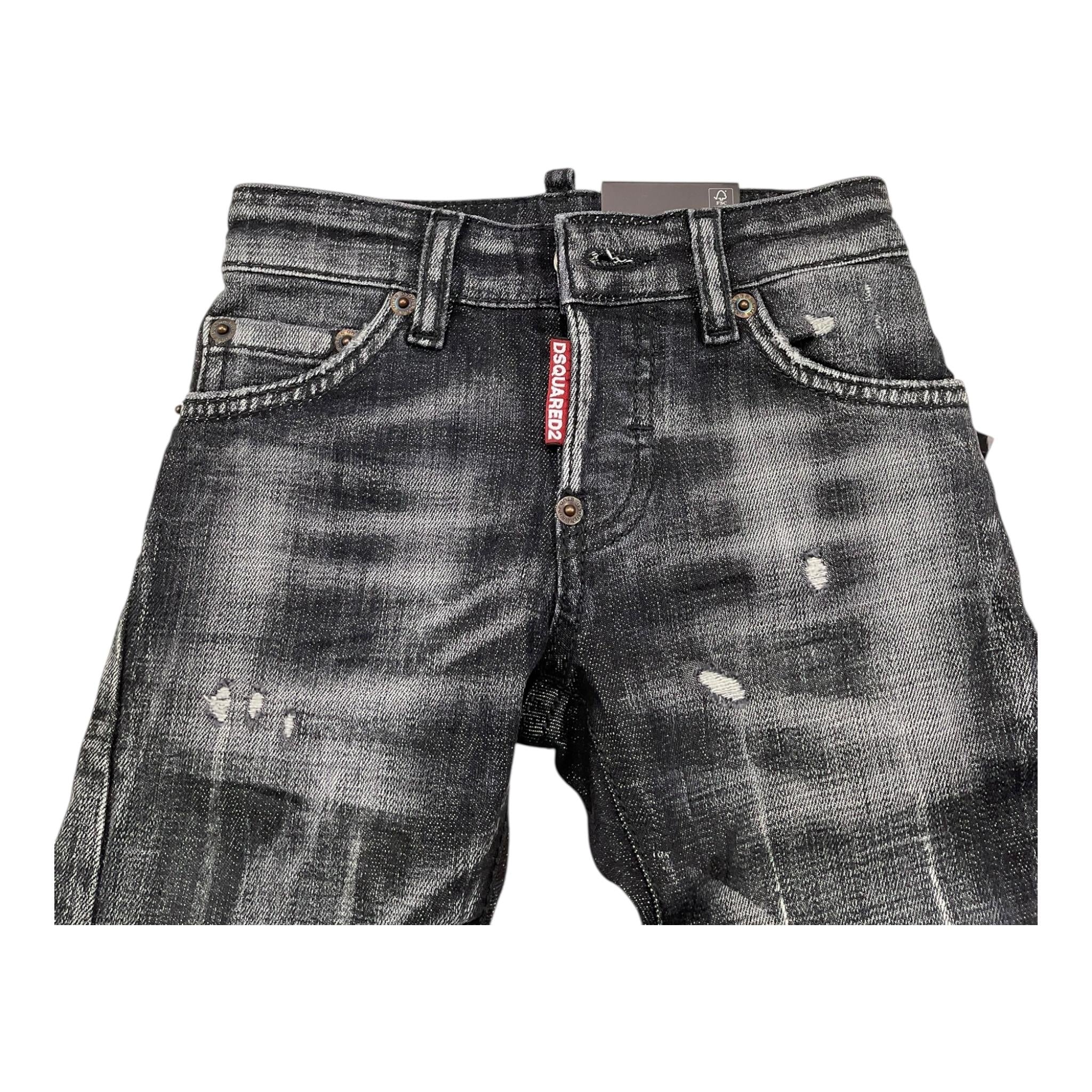DSQUARED2 jeans tinta unita con strappi Nero per Bambino DQ1336 NERO DSQUARED2
