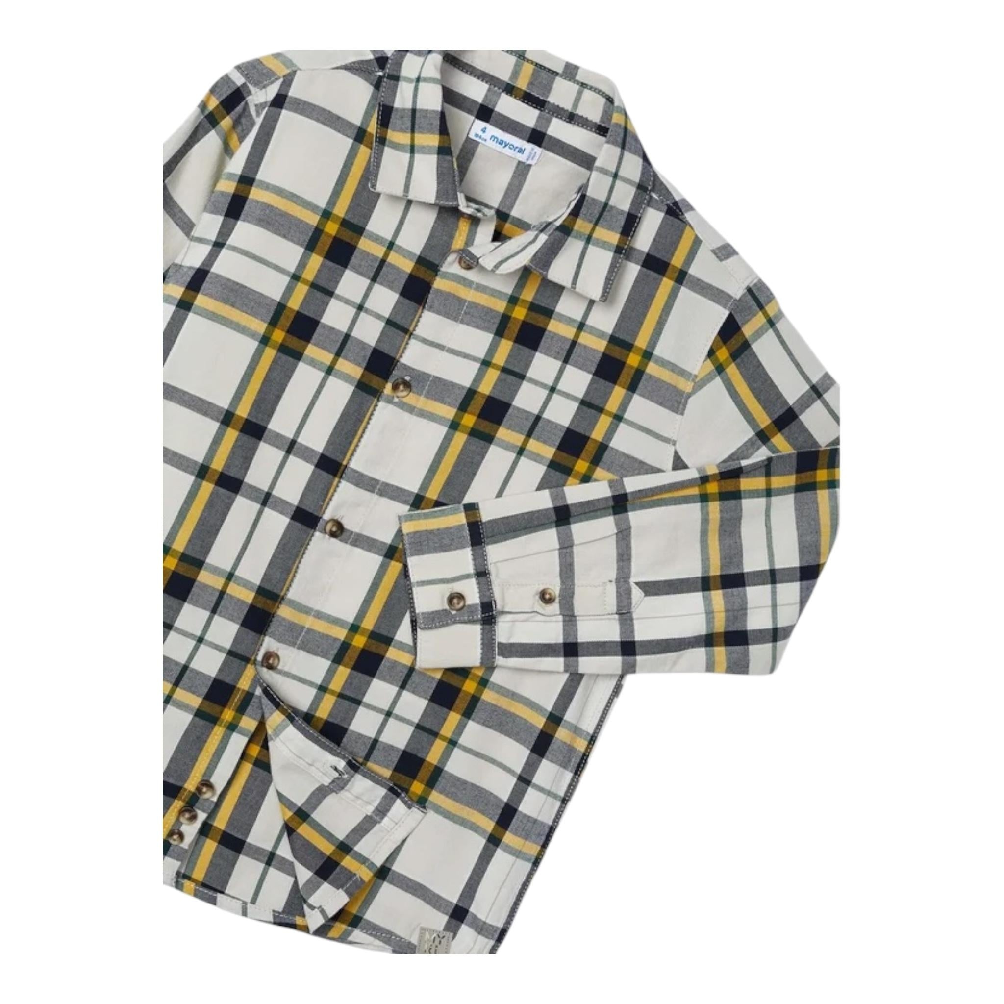 MAYORAL camicia tinta unita con fantasia a quadri Beige per Bambino 4115 BEIGE MAYORAL