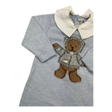 LE BEBE' tutina manica lunga tinta unita con orso Azzurro per Neonato LBB4290 AZZURRO LE BEBE'