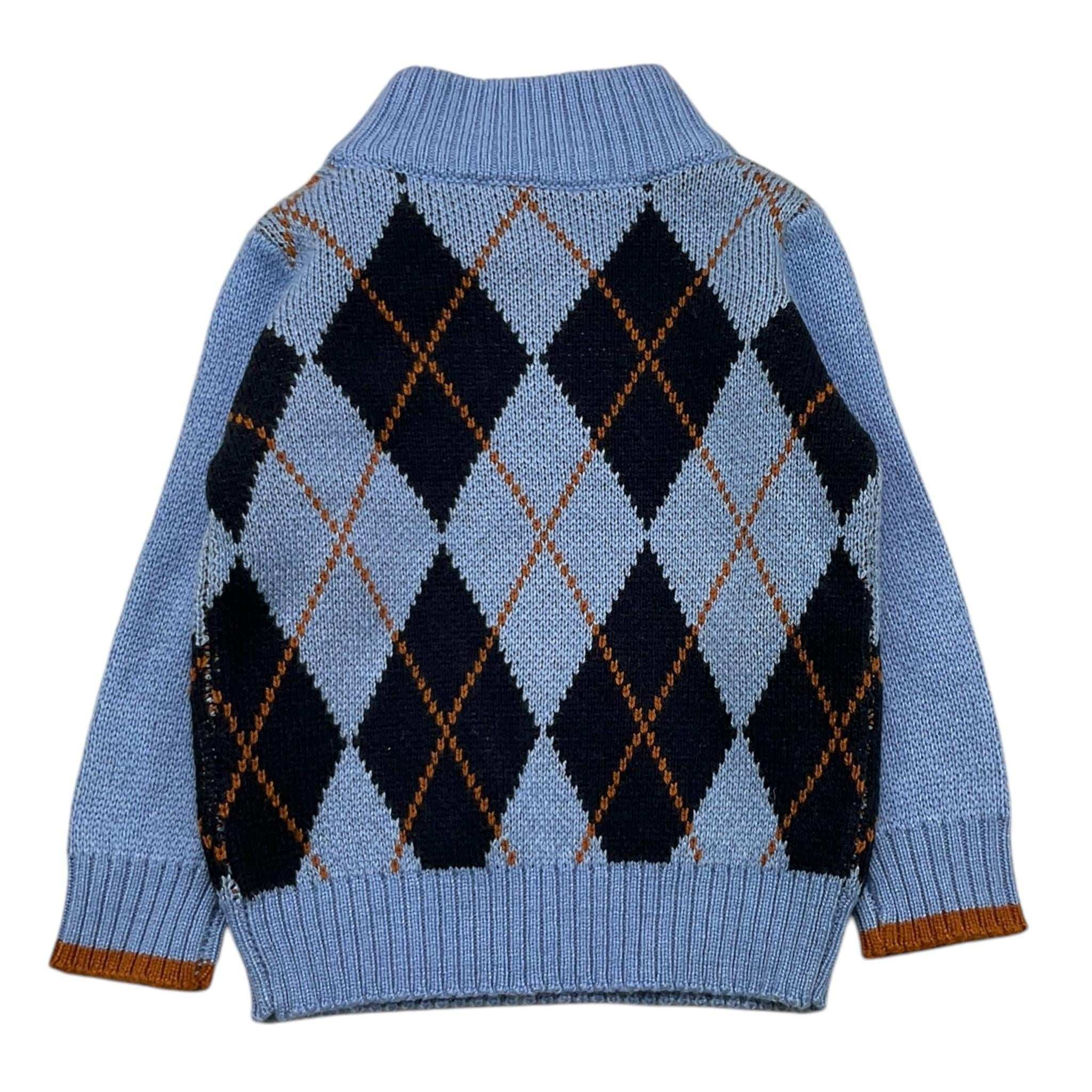 TRUSSARDI maglia mezzo collo tinta unita con stampa rombi Azzurro per Neonato TIA25115MA AZZURRO TRUSSARDI