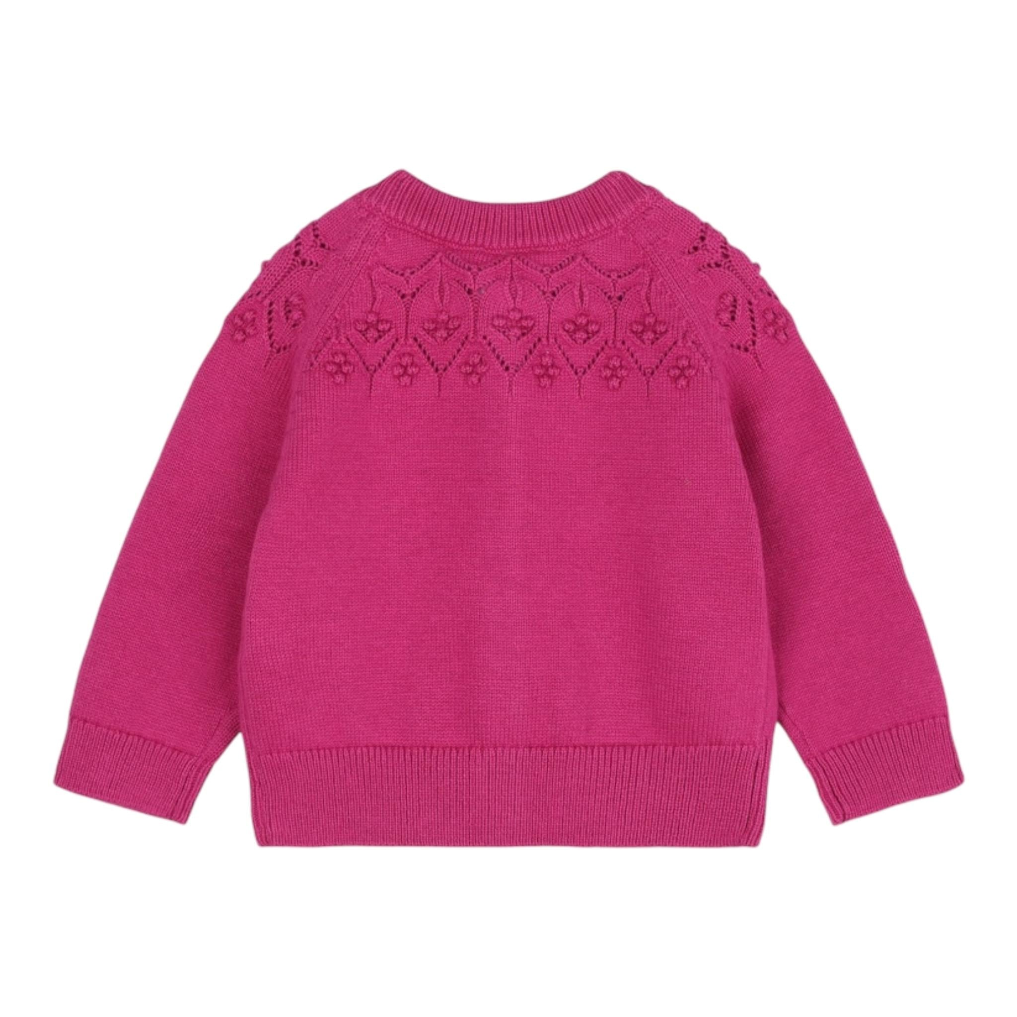 CARRE'MENT BEAU cardigan tinta unita cn ricami Fuxia per Neonata Y030211 FUXIA CARRE'MENT BEAU