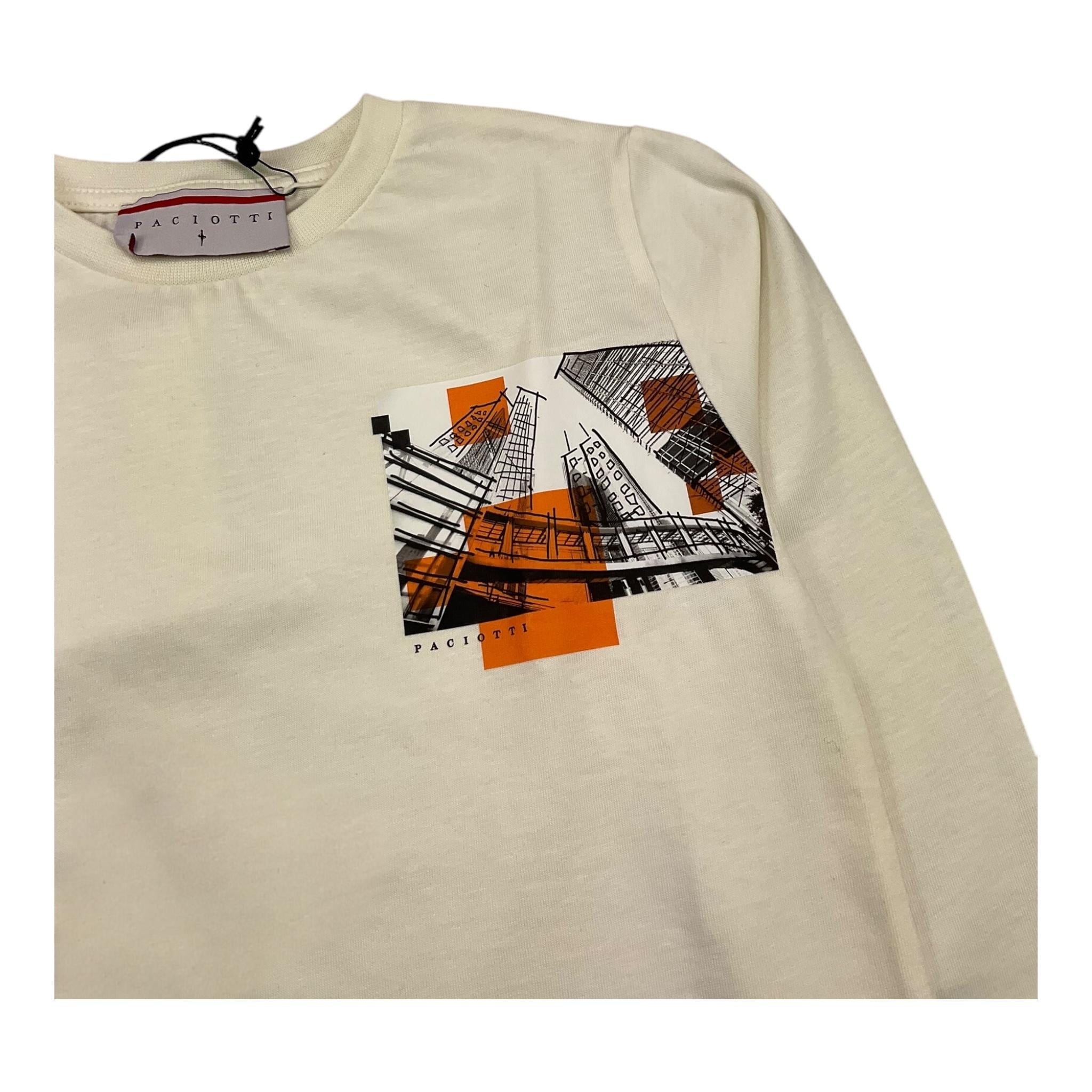 CESARE PACIOTTI shirt girocollo tinta unita con stampa Panna per Bambino TSP5368BJ PANNA CESARE PACIOTTI