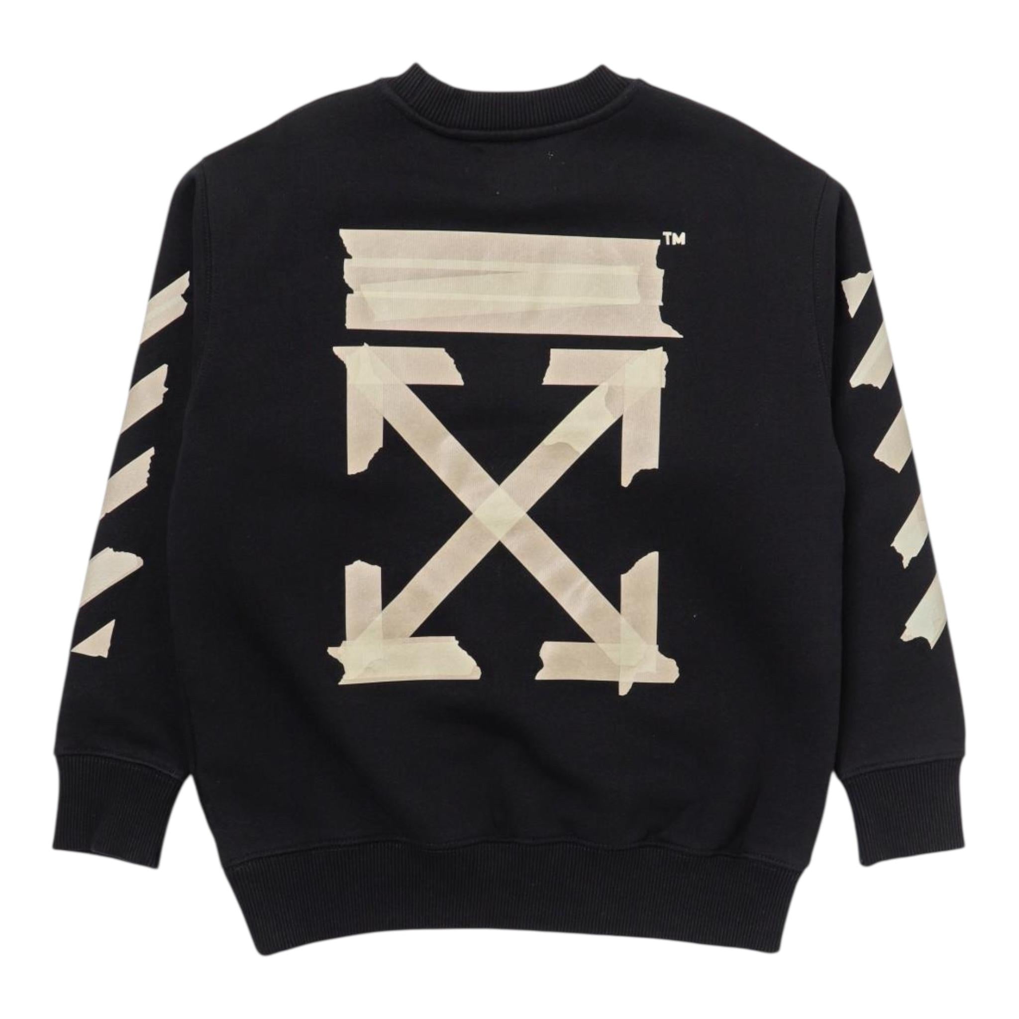 OFF-WHITE felpa chiusa girocollo tinta unita con stampa in contrasto Nero per Bambino OBBA001F23 NERO OFF-WHITE