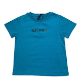 BALMAIN t-shirt girocollo tinta unita con stampa Azzurro per Neonato BS8571 AZZURRO BALMAIN