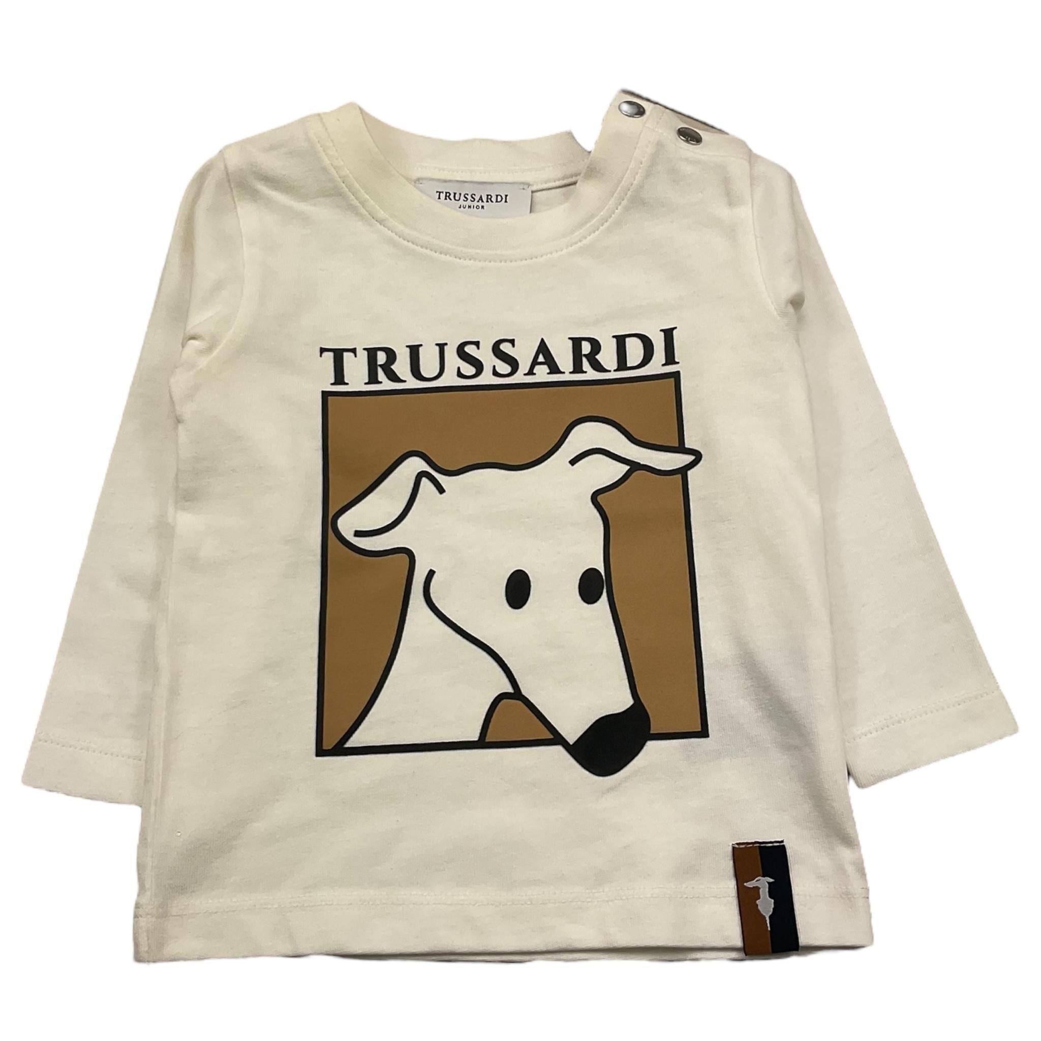 TRUSSARDI shirt girocollo tinta unita con stampa in contrasto Panna per Neonato TIA25085TS PANNA TRUSSARDI