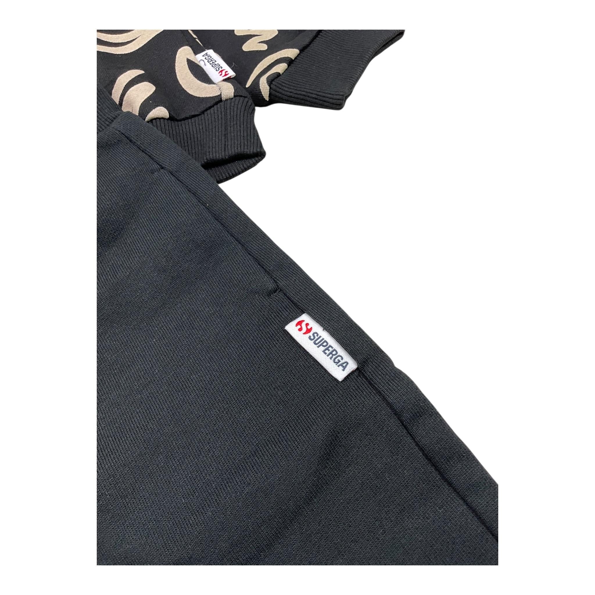 SUPERGA completo 2pz felpa logata-pantalone Nero per Bambino AS150 NERO SUPERGA