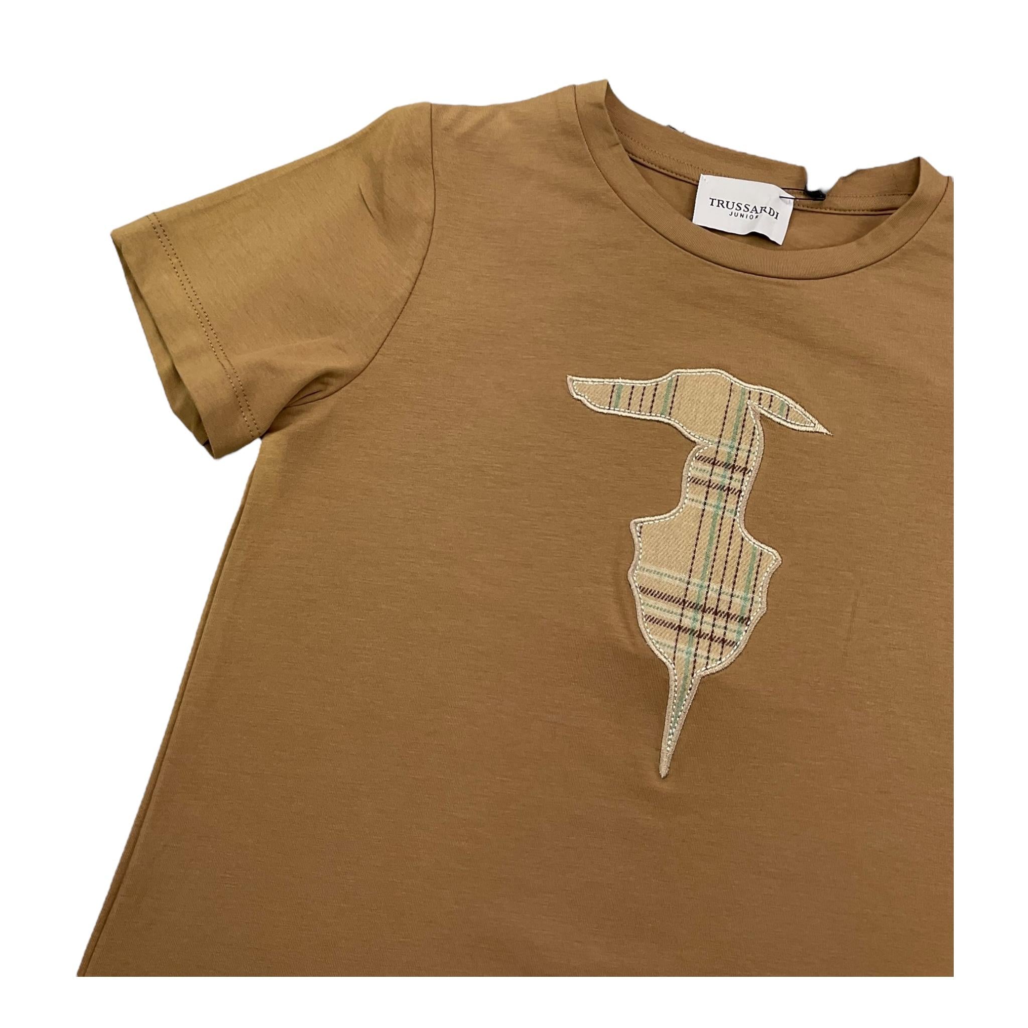 TRUSSARDI t-shirt girocollo tinta unita con stampa in contrasto Beige per Bambino TGA25111TS BEIGE TRUSSARDI