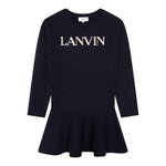 LANVIN abito tinta unita con stampa Blu per Bambina N12081 BLU LANVIN
