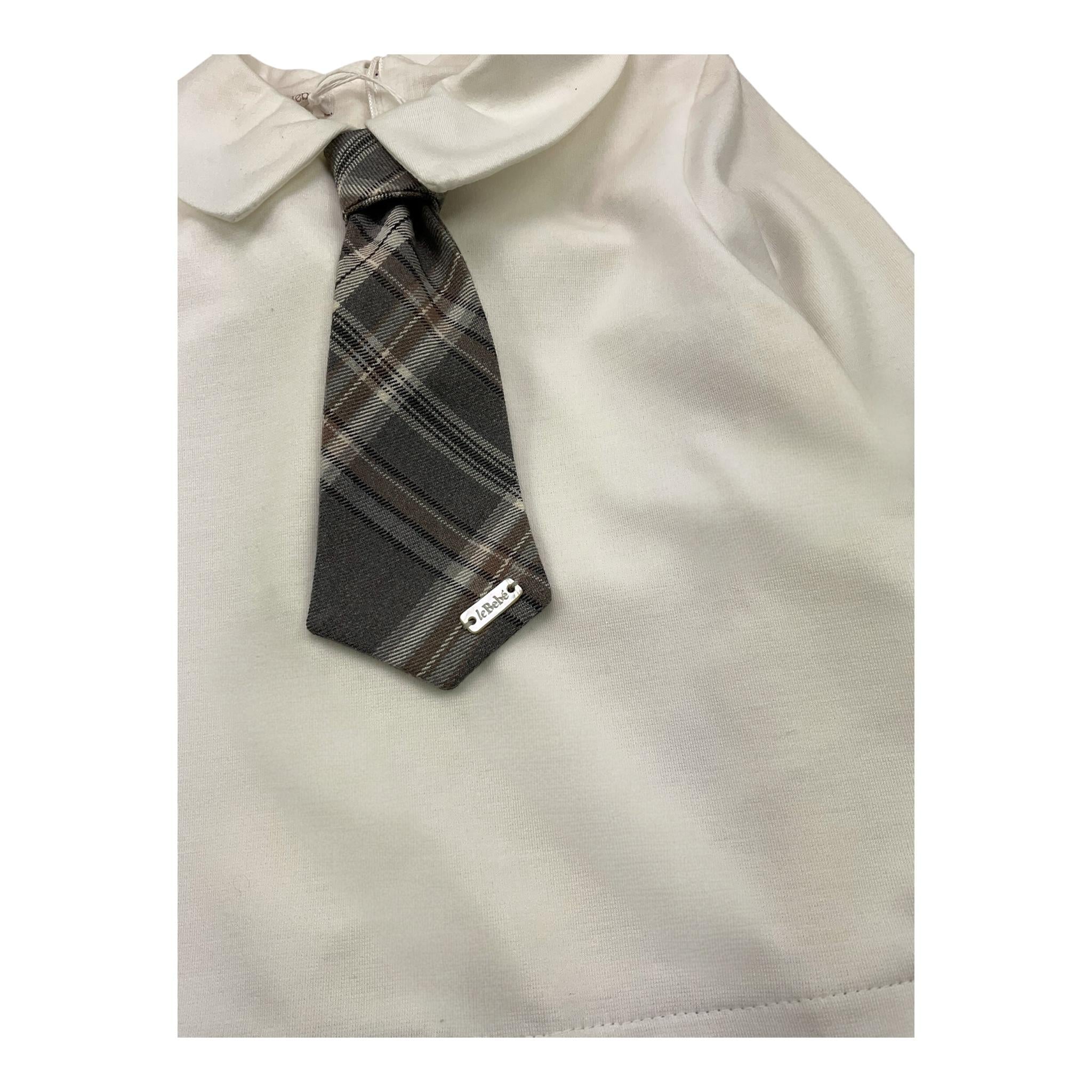 LE BEBE' abito manica lunga tinta unita con gonna e cravatta in contrast Bianco per Neonata LBG5351 BIANCO LE BEBE'