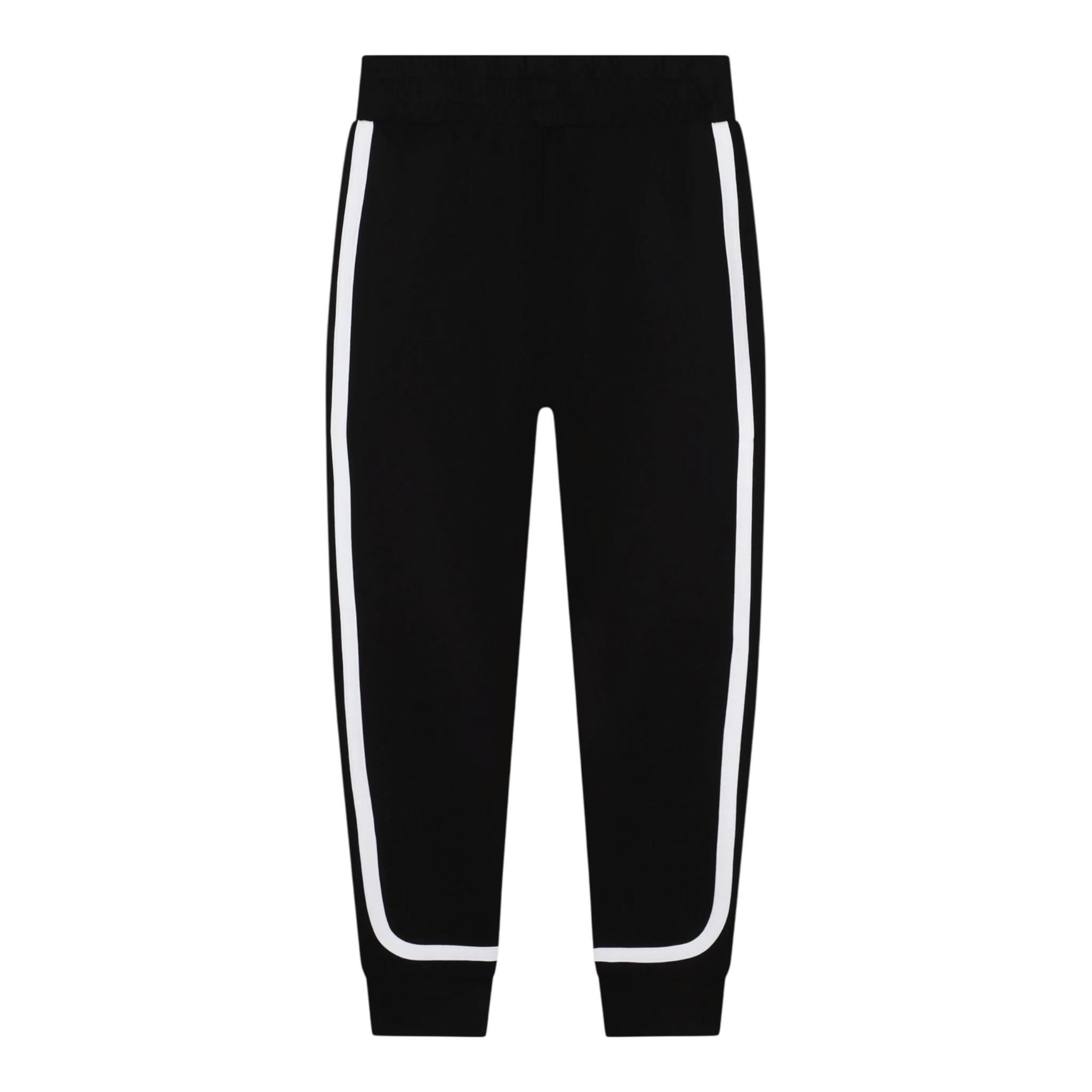 DKNY pantalone tuta tinta unita con profili in contrasto Nero per Bambino D60175 NERO DKNY
