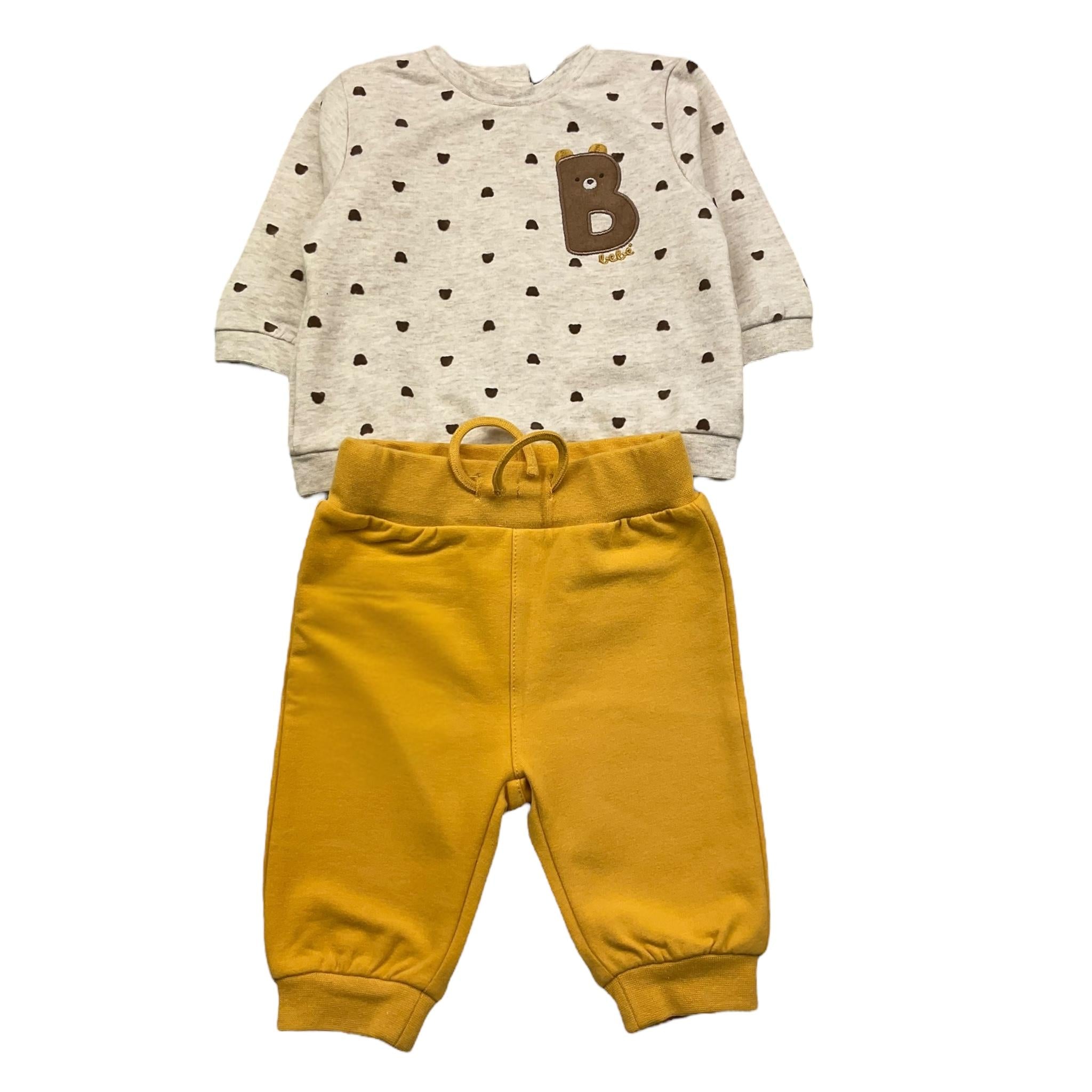 MAYORAL completo 2 pezzi felpa-pantalone bicolore Beige/giallo per Neonato CMMY BEIGE/GIALLO MAYORAL