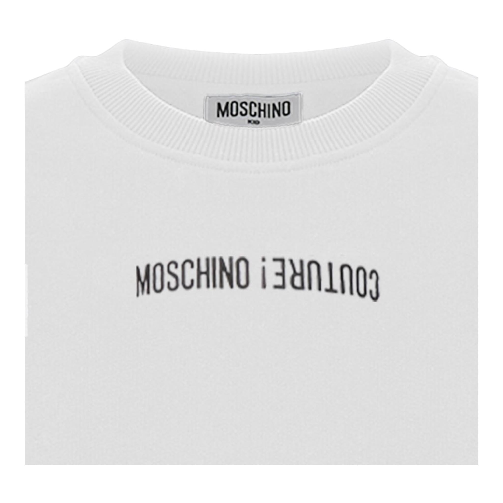 MOSCHINO felpa tinta unita girocollo con stampa Bianco per Bambino HUF08M BIANCO MOSCHINO