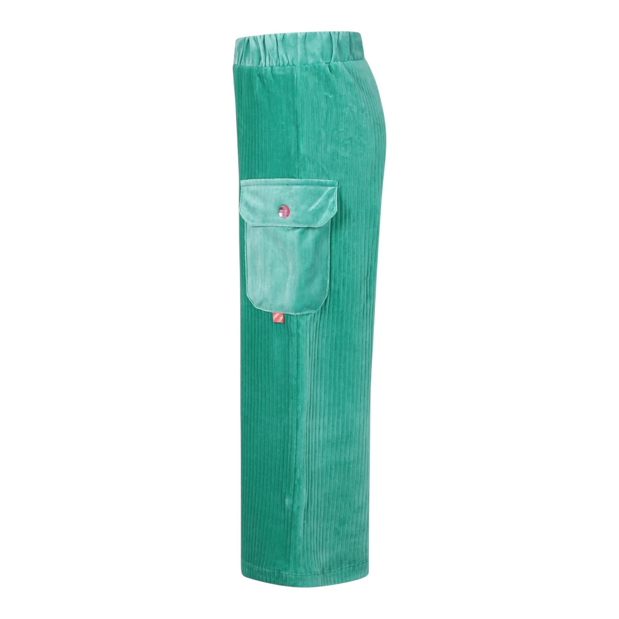 BillIEBLUSH pantalone tinta unita modello palazzo in velluto Verde per Bambina U20448 VERDE BillIEBLUSH