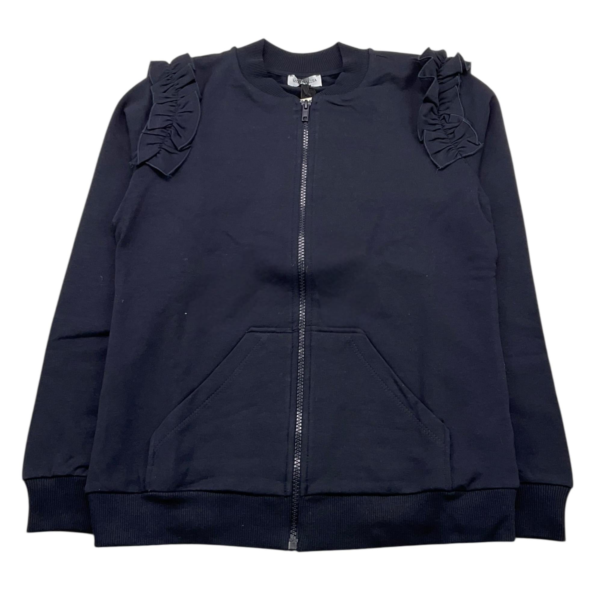 MONNALISA felpa con zip tinta unita con stampa Blu per Bambina 194806RK BLU MONNALISA
