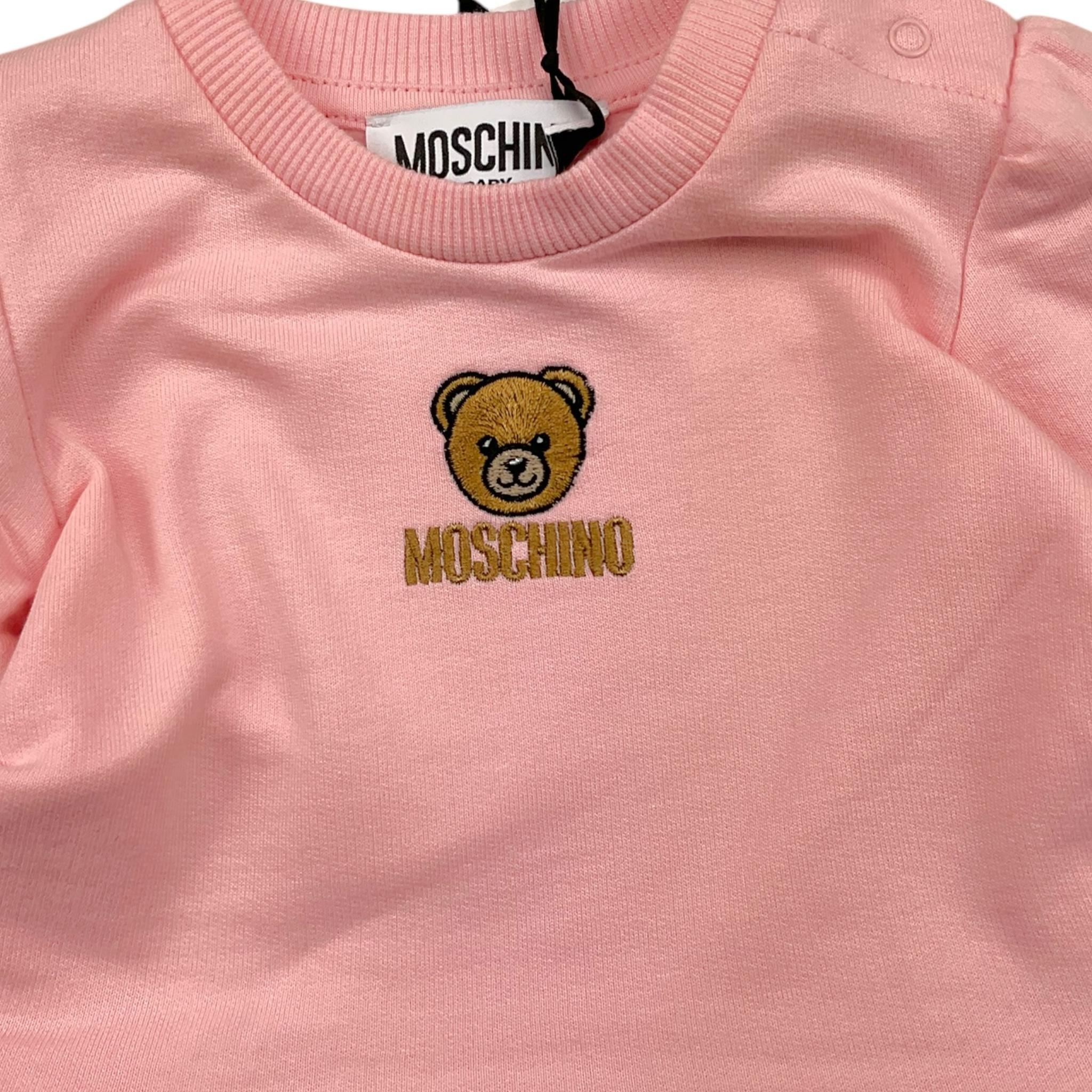 MOSCHINO abito tinta unita con stampa modello felpa Rosa per Neonata MDV0D1 ROSA MOSCHINO