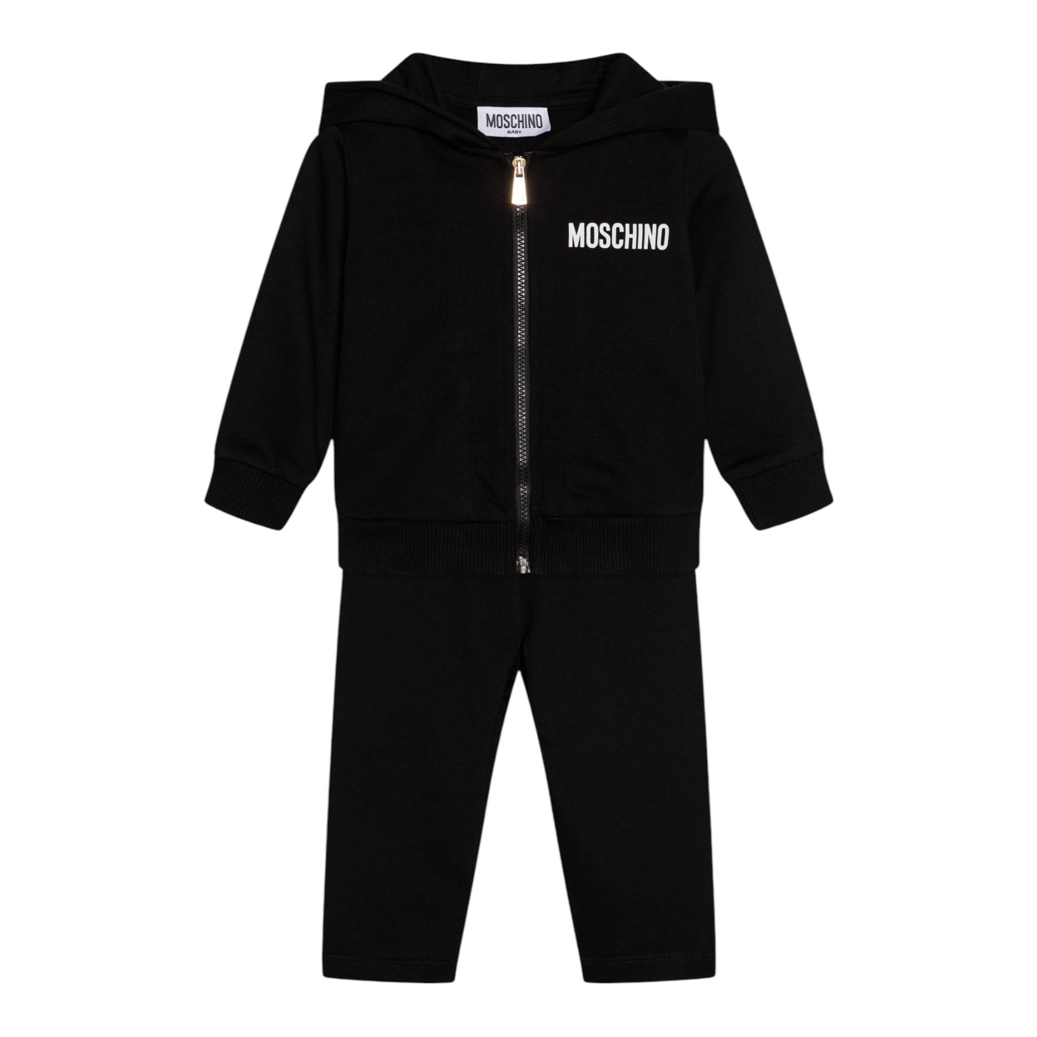 MOSCHINO completo 2 pezzi felpa-pantalone tinta unita Nero per Neonato MUK04YNX NERO MOSCHINO