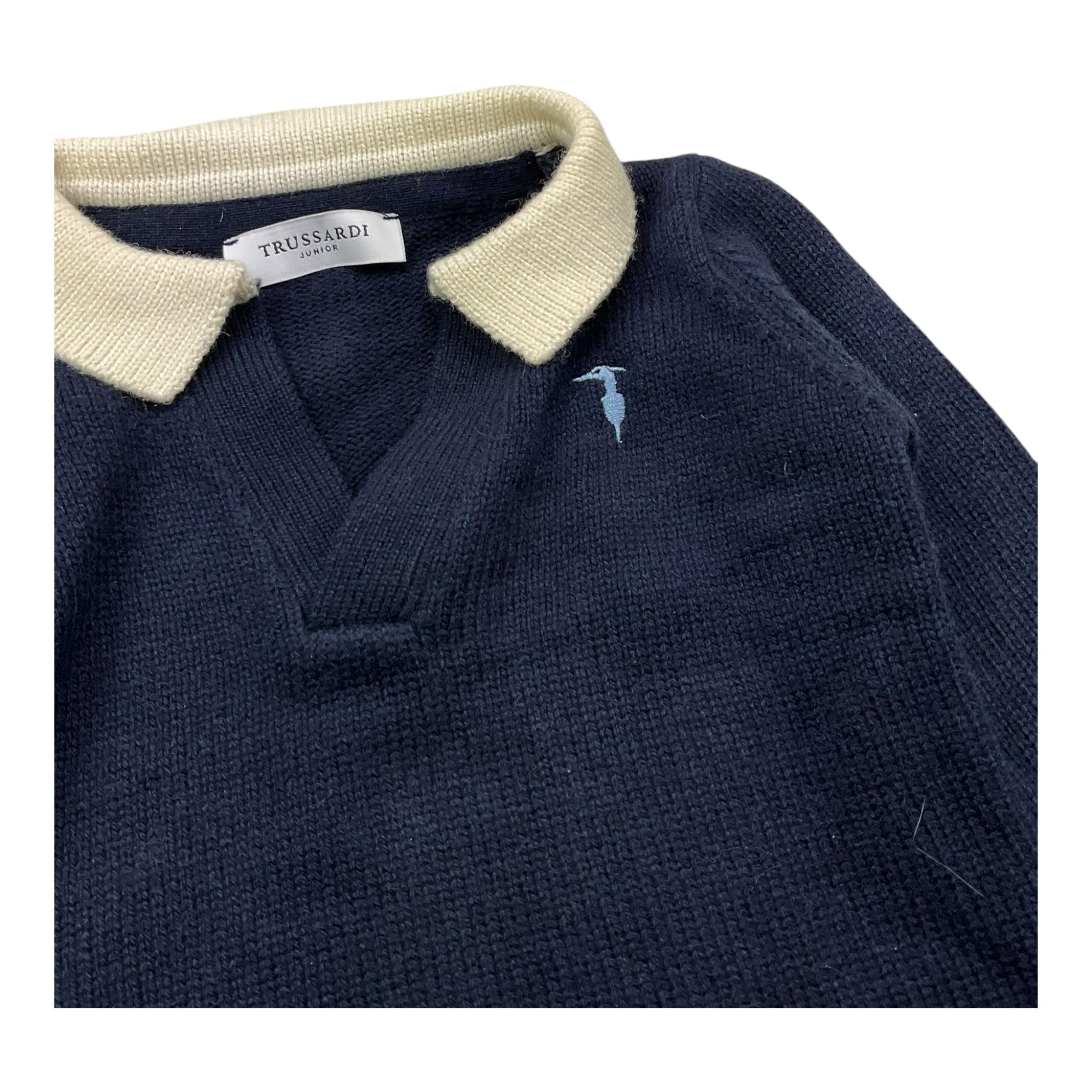 TRUSSARDI maglia tinta unita con colletto Blu per Neonato TIA25089MA BLU TRUSSARDI
