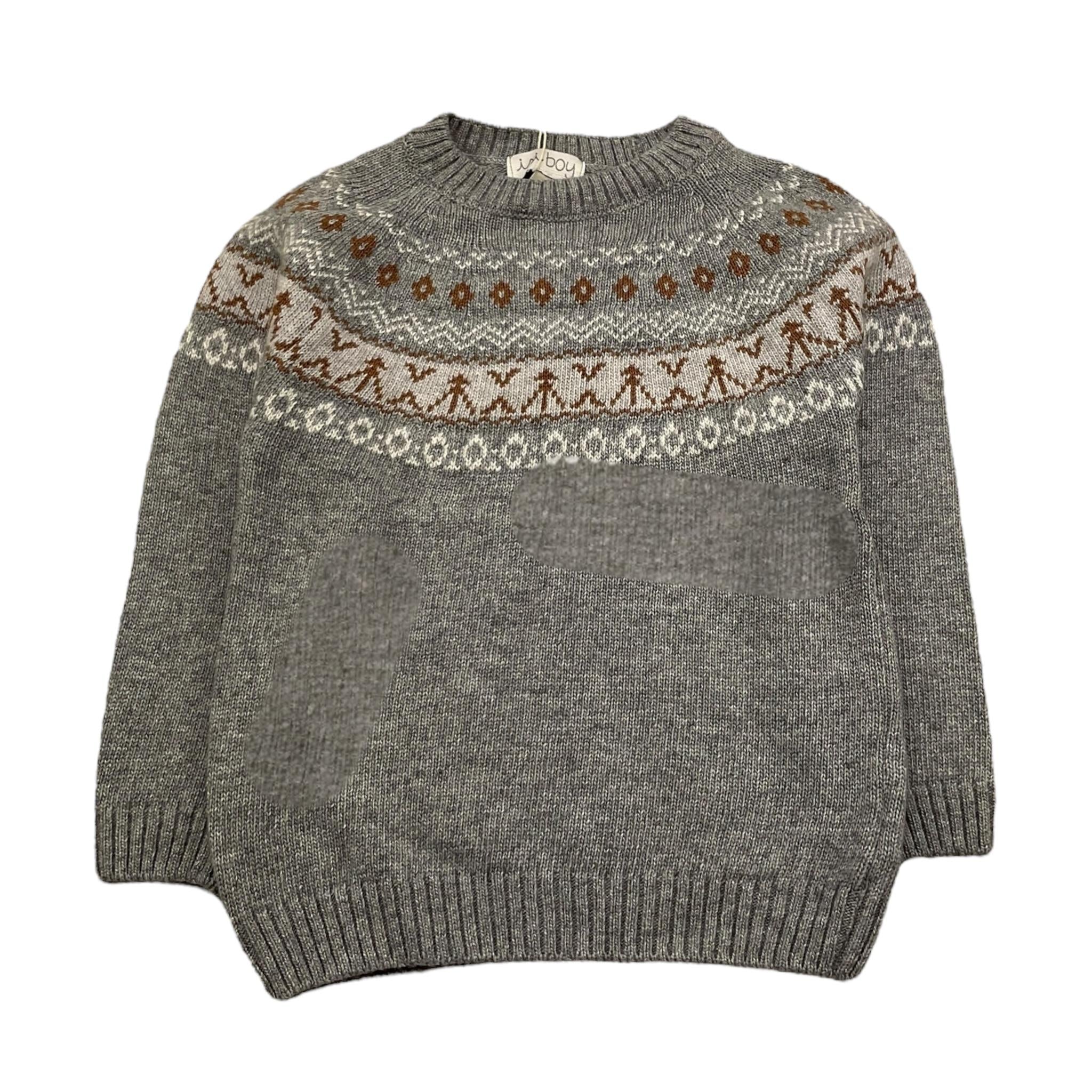 MALVI & CO maglia girocollo tinta unita con ricami Grigio per Bambino F23B201GFLL GRIGIO MALVI & CO