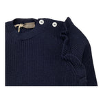 LITTLE BEAR maglia girocollo tinta unita cn rouches Blu per Neonata 5141N BLU LITTLE BEAR