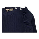 LITTLE BEAR maglia girocollo tinta unita cn rouches Blu per Neonata 5141N BLU LITTLE BEAR
