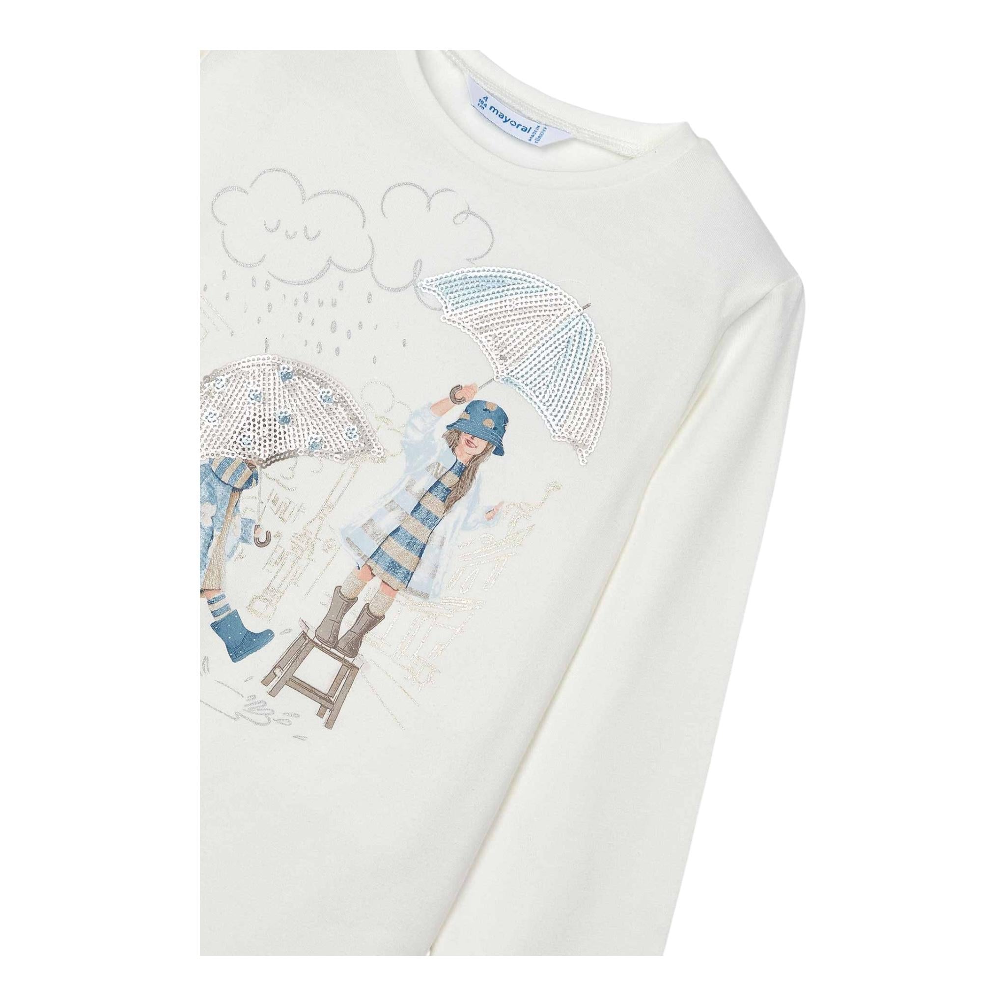 MAYORAL shirt girocollo tinta unita cn stampa in contrasto Bianco per Bambina 4067X BIANCO MAYORAL