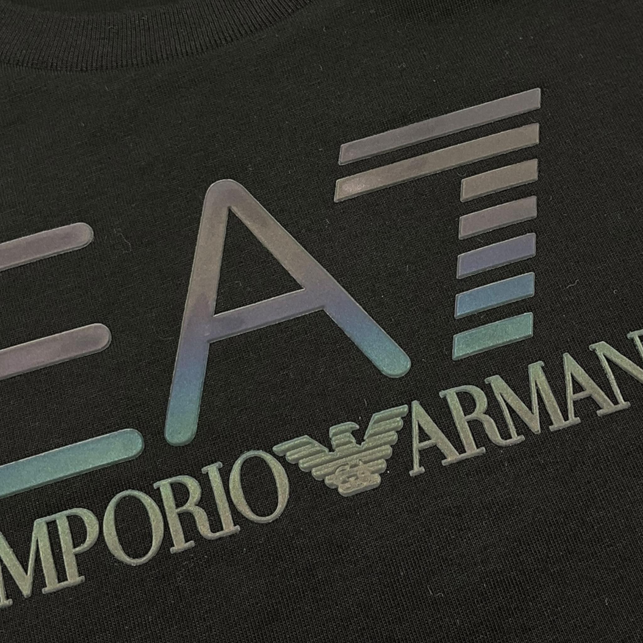 EMPORIO ARMANI t-shirt girocollo tinta unita con stampa Nero per Bambino 3DBT53 NERO EMPORIO ARMANI