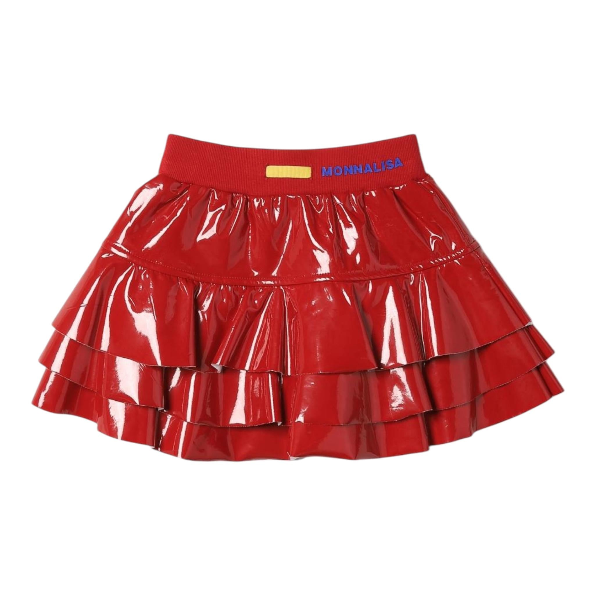 MONNALISA gonna tinta unia in vernice con balze Rosso per Bambina 19D704 ROSSO MONNALISA
