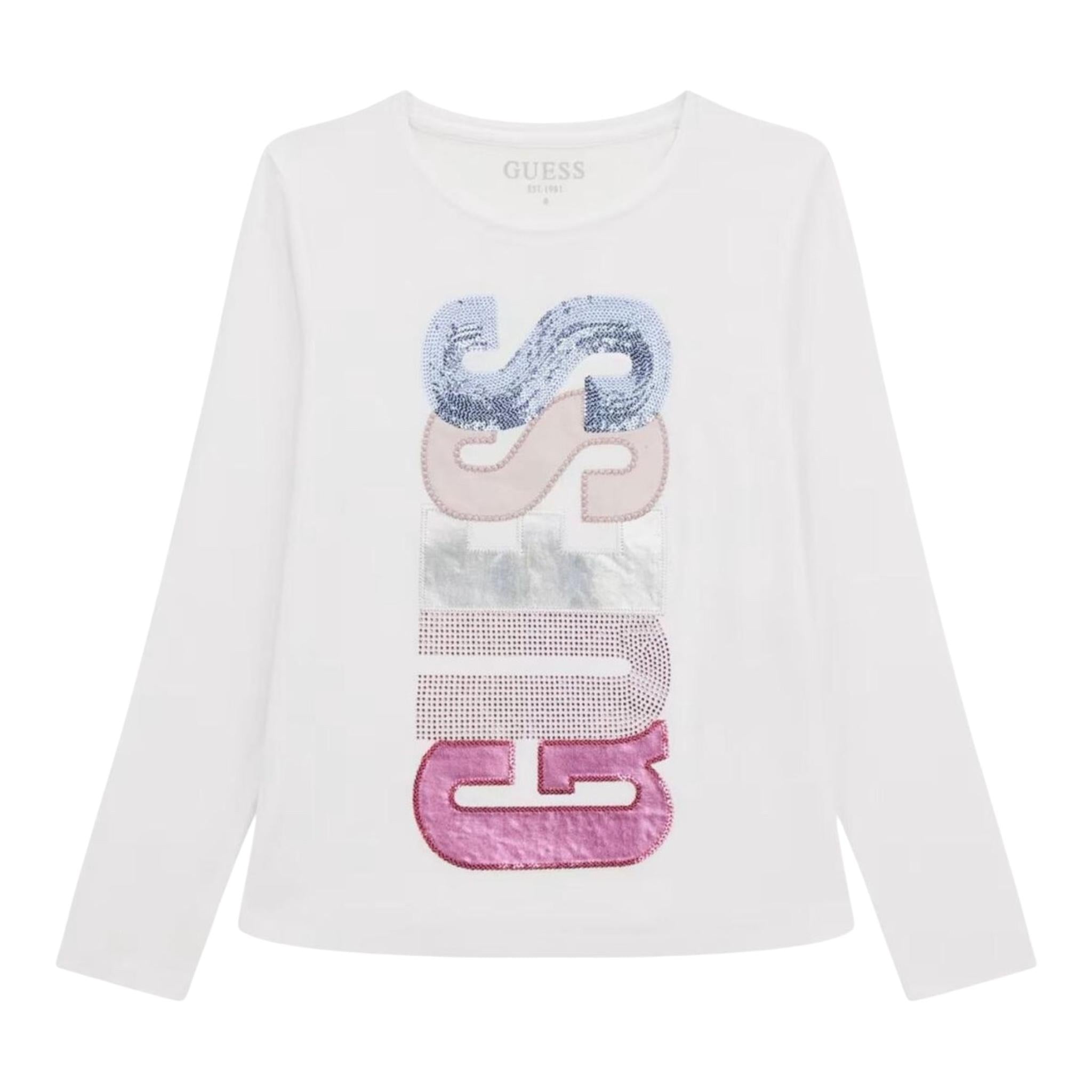 GUESS shirt girocollo tinta unita con stampa Bianco per Neonata K4YI06KAPO0X BIANCO GUESS