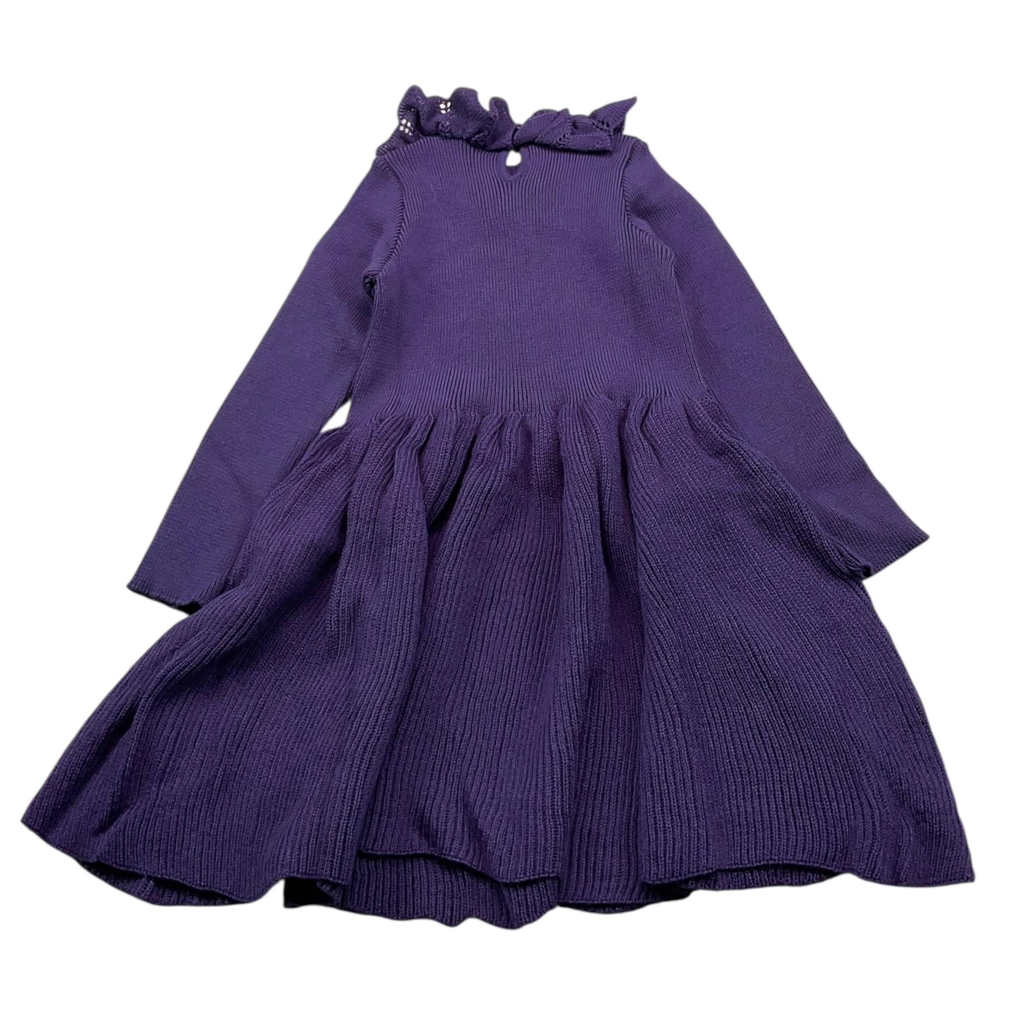 LE COCONNE abito manica lunga tinta unita Viola per Bambina LCN1897 VIOLA LE COCONNE