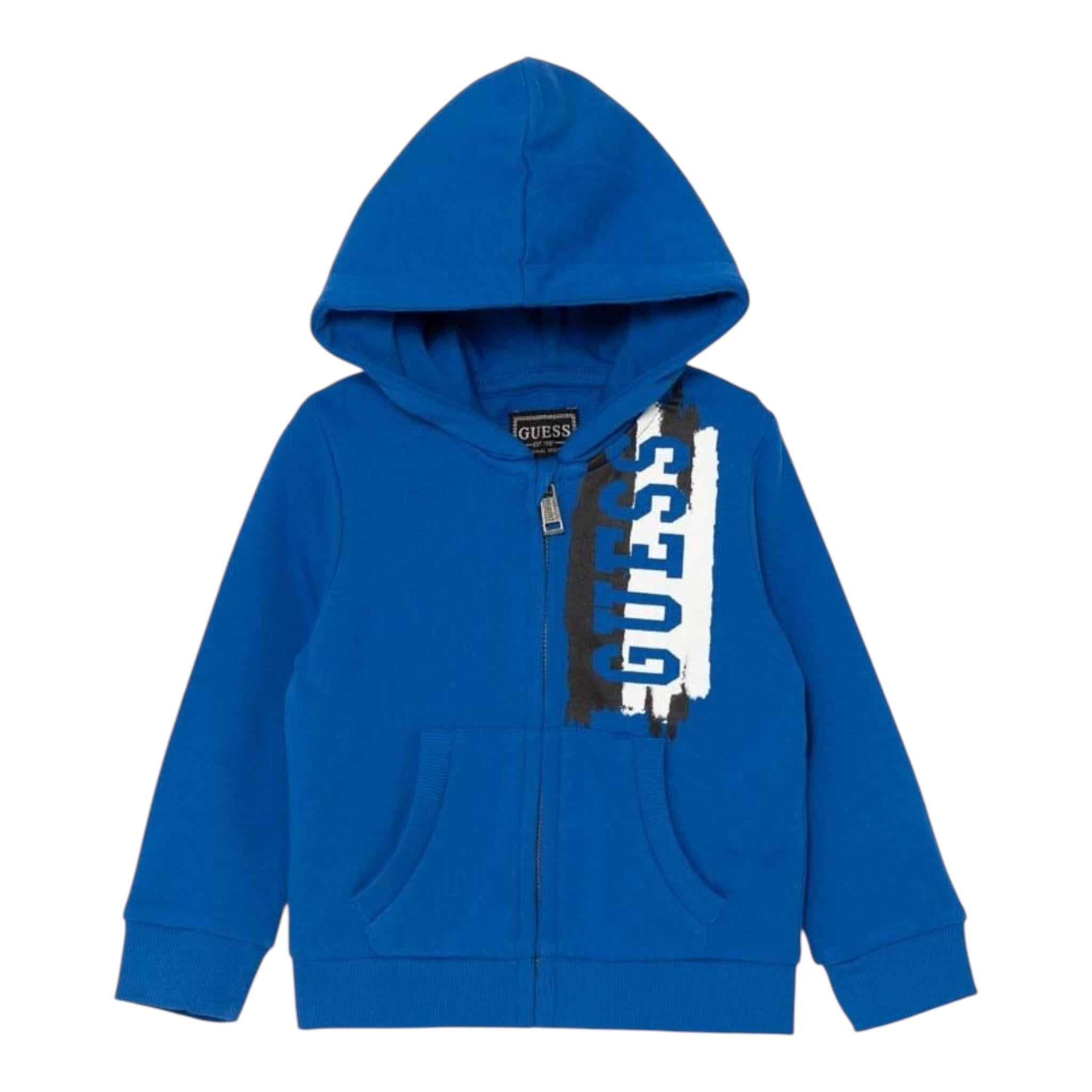 GUESS felpa con zip e cappuccio tinta unita cn logo Cobalto per Neonato N4YQ00KA6R3X COBALTO GUESS