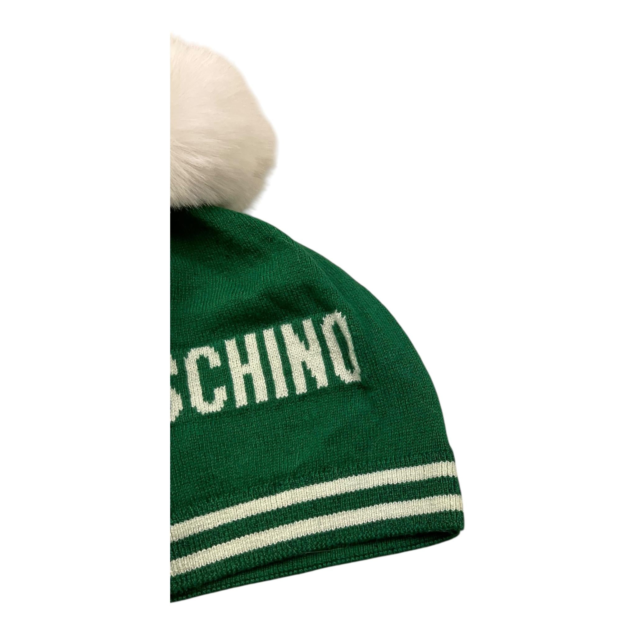 MOSCHINO cappello tinta unita con stampa e pon pon Verde per Neonato MUX04WX VERDE MOSCHINO