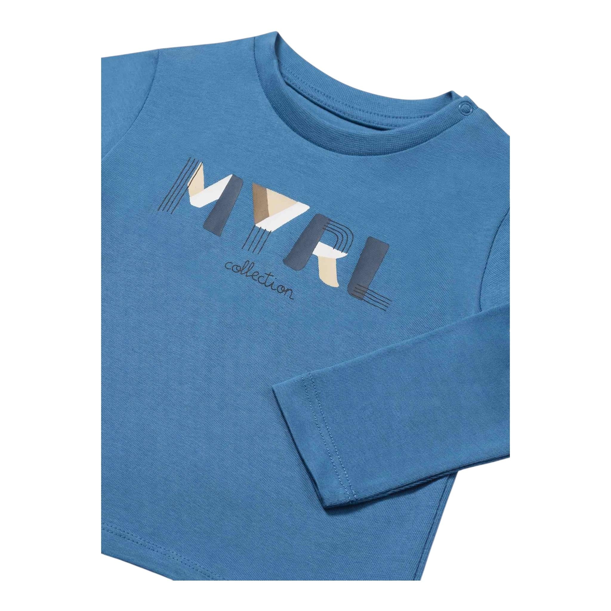 MAYORAL shrit girocollo tinta unita con stampa in contrasto Blu per Bambino 108 BLU MAYORAL