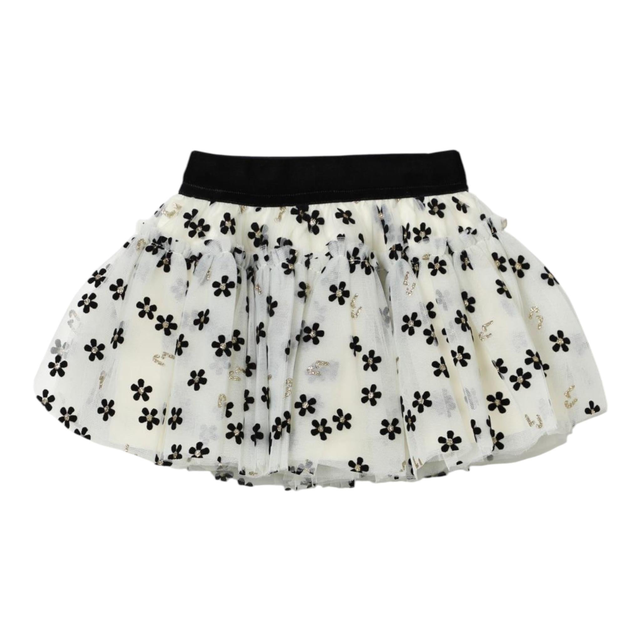 LIU JO gonna tinta unita con tulle e ricami fiori Panna per Neonata HF4067 PANNA LIU JO