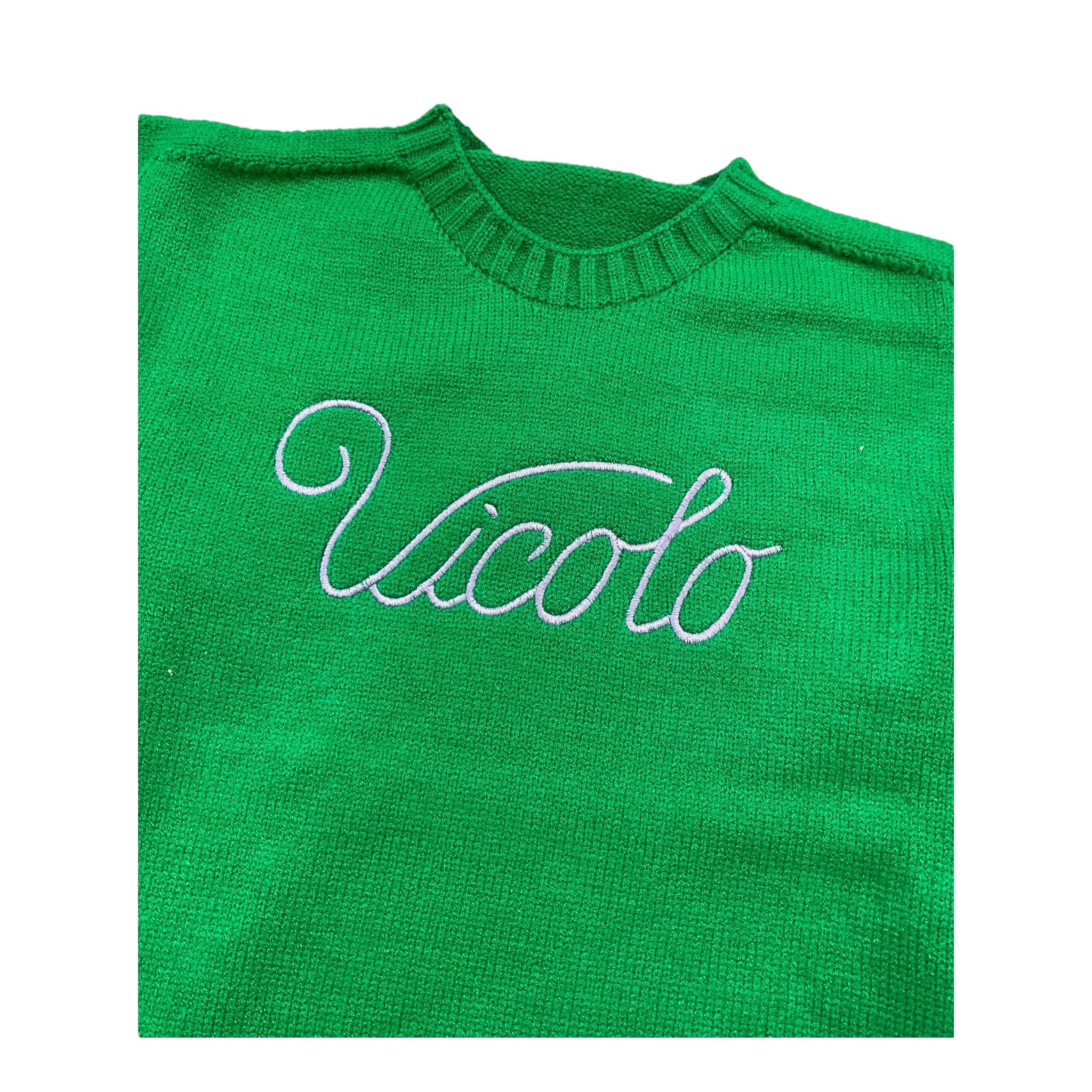 VICOLO maglia girocollo tinta unita con stampa Verde per Bambina 3141W00160XX VERDE VICOLO