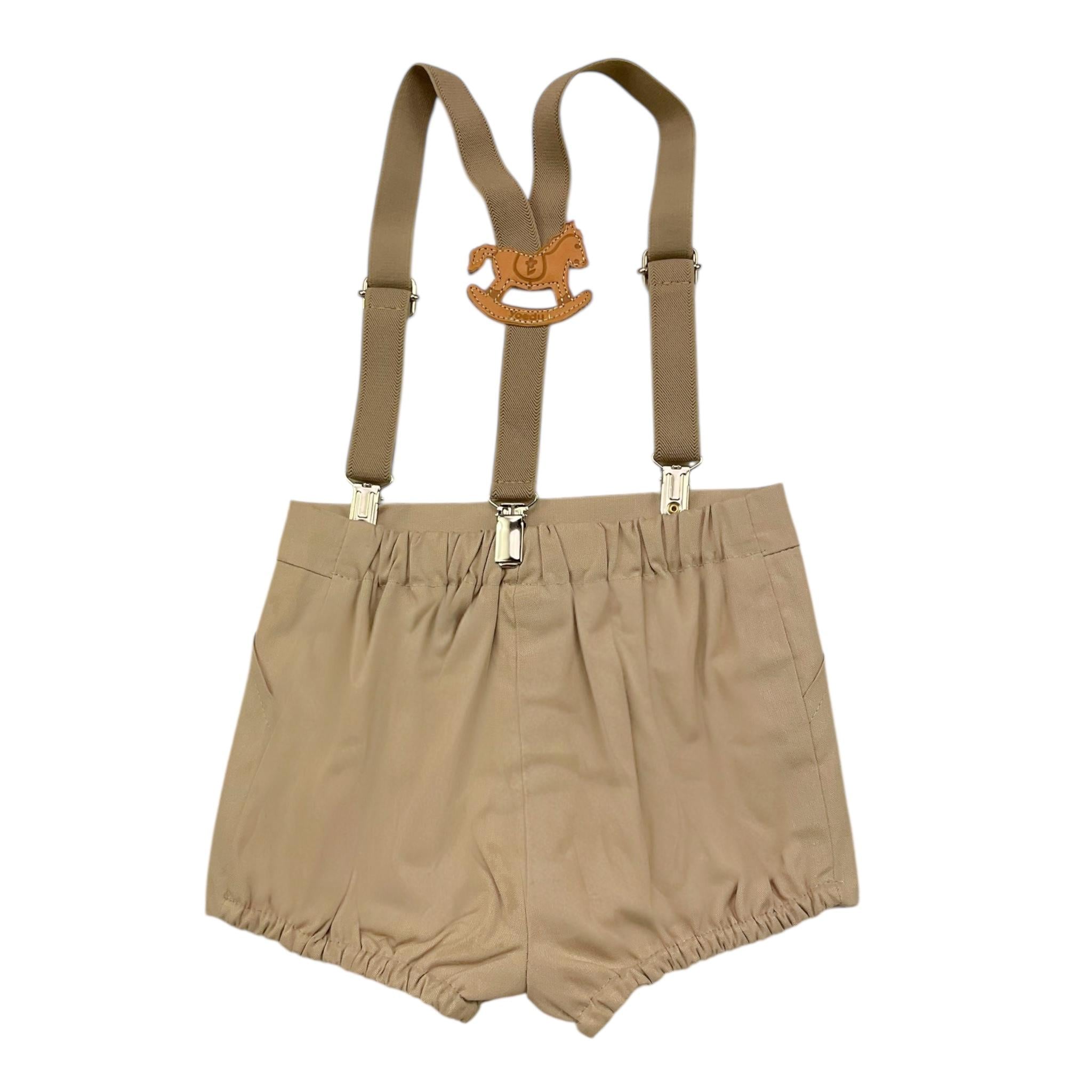 YOEDU salopette tinta unita modello bermuda Beige per Bambino 3984J BEIGE YOEDU