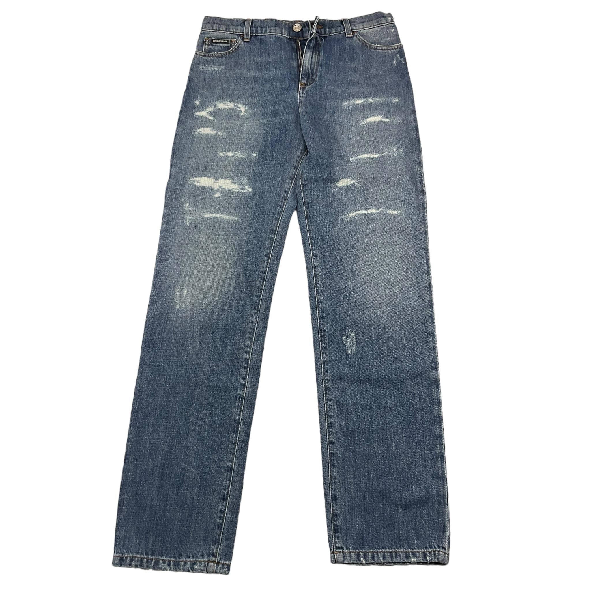 DOLCE & GABBANA jeans tinta unita con strappi Blu per Bambino L42F45 BLU DOLCE & GABBANA