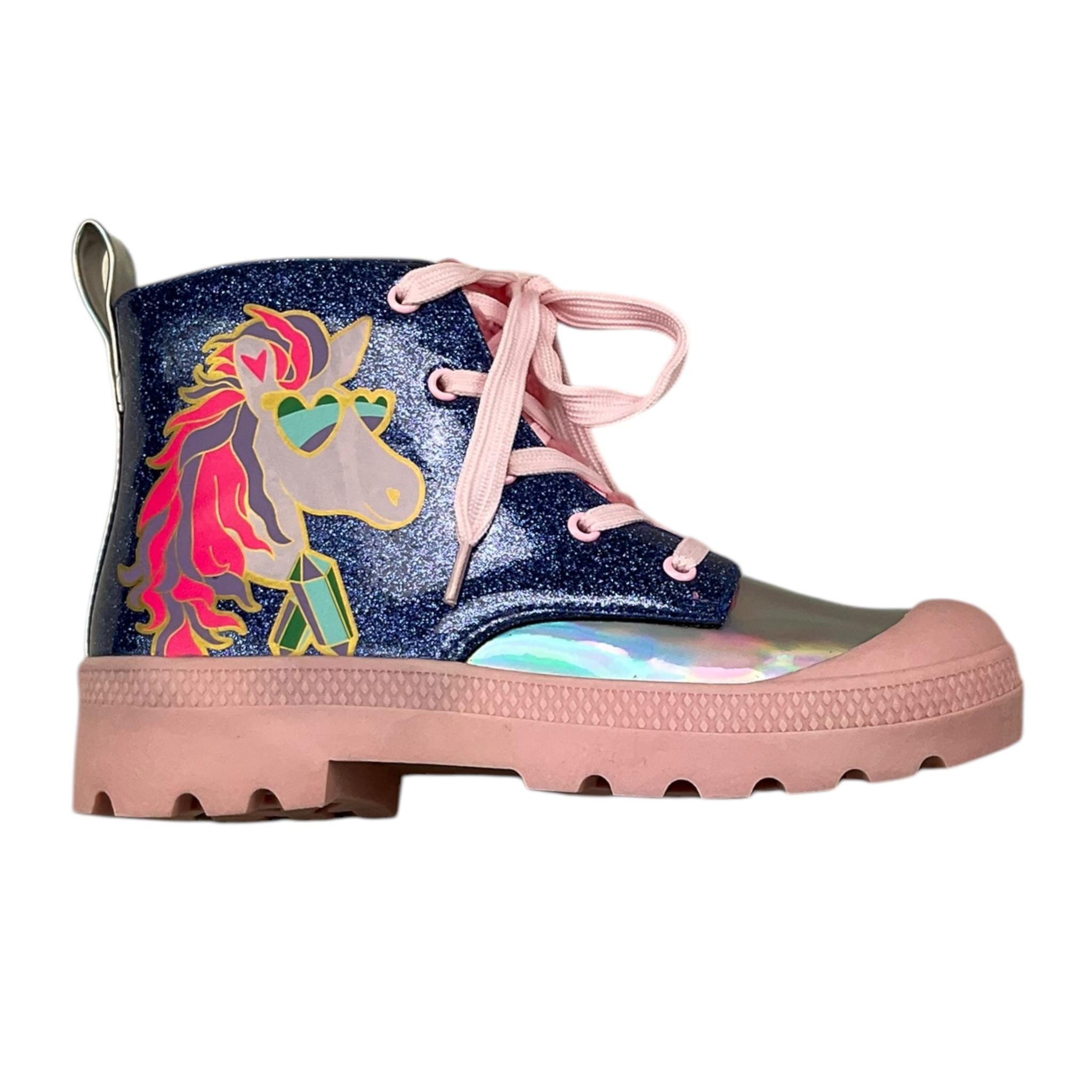 BillIEBLUSH stivale tinta unita con stampa unicorno e suola in contrasto Blu per Bambina U20579 BLU BillIEBLUSH