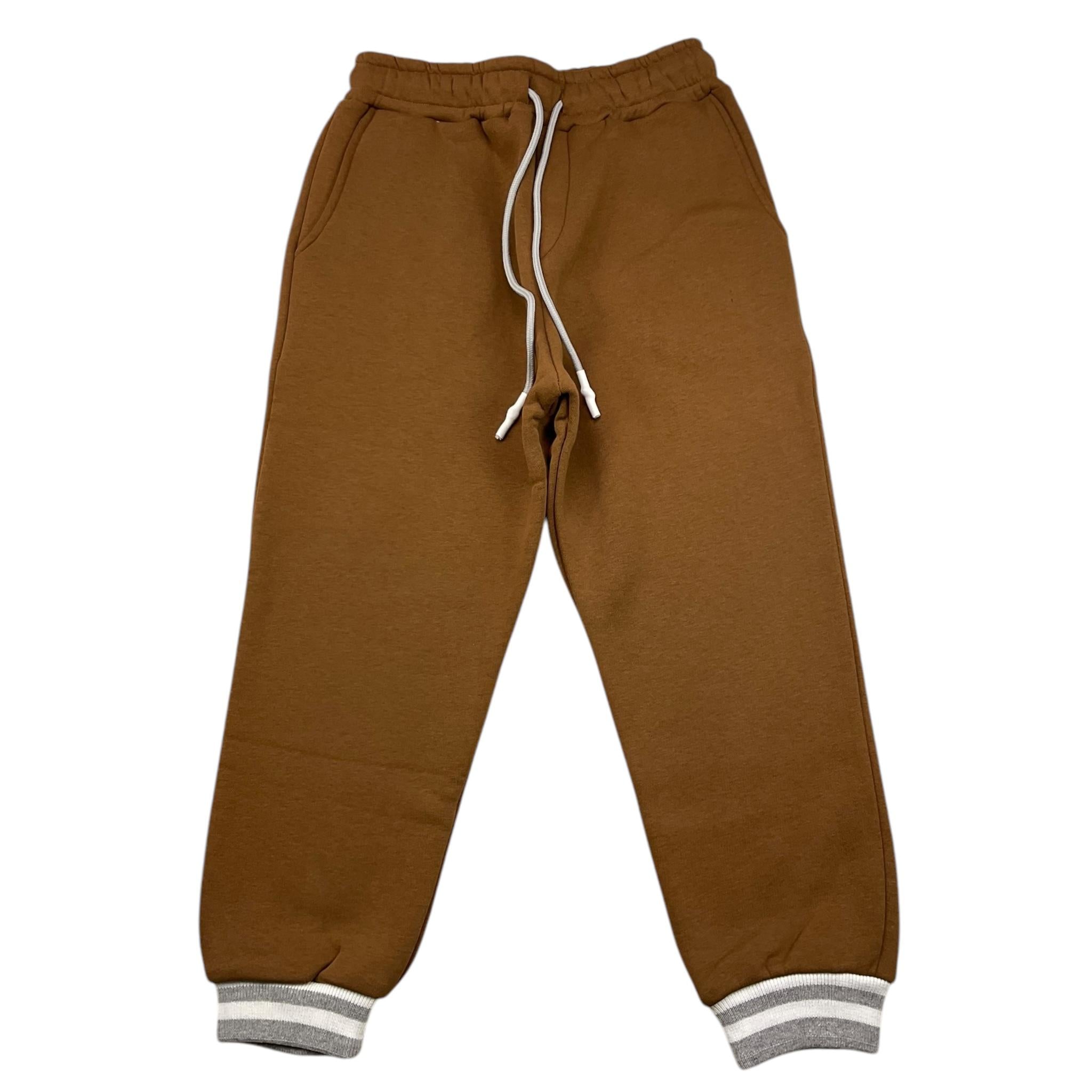 DETWELVE pantalone tuta tinta unita con elastici in contrasto Marrone per Bambino CB654 MARRONE DETWELVE
