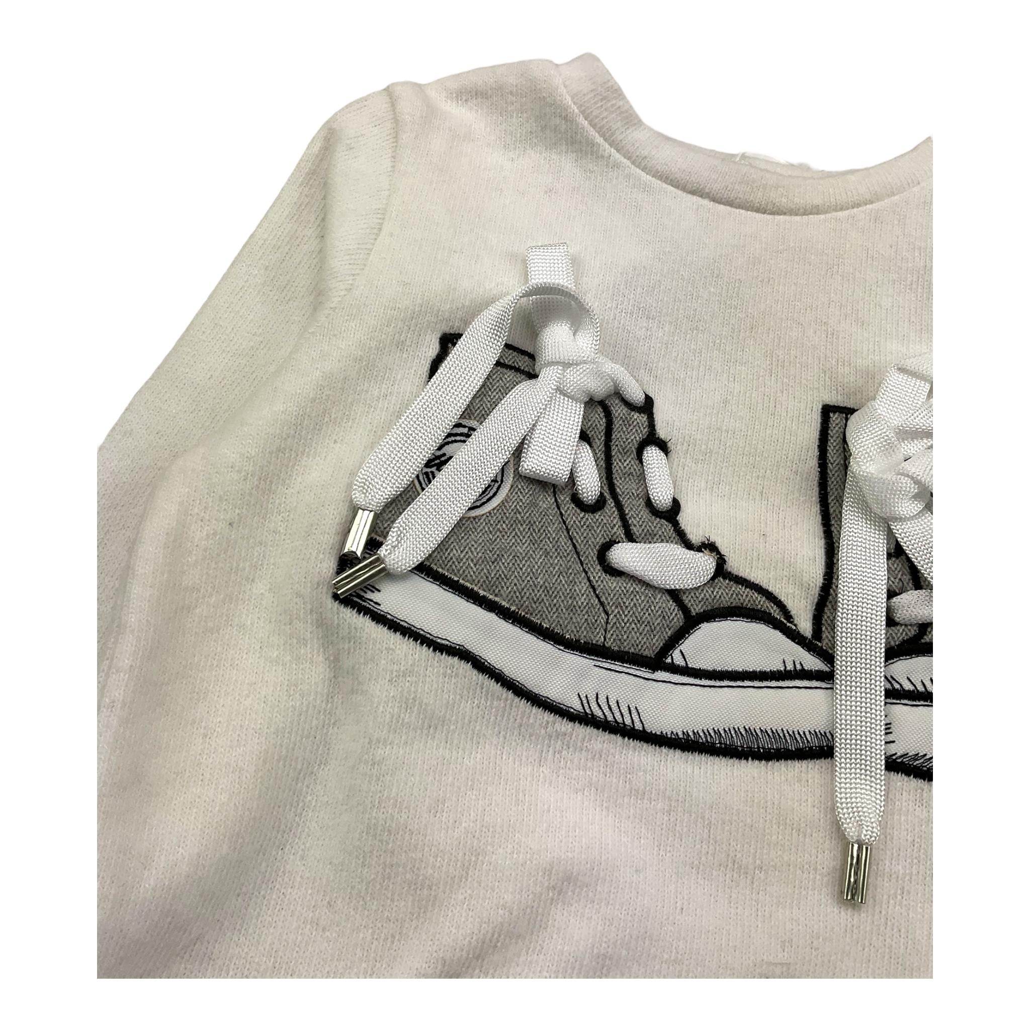 M+E' maglia girocollo tinta unita con stampa scarpe Bianco per Bambina UEM0460J BIANCO M+E'
