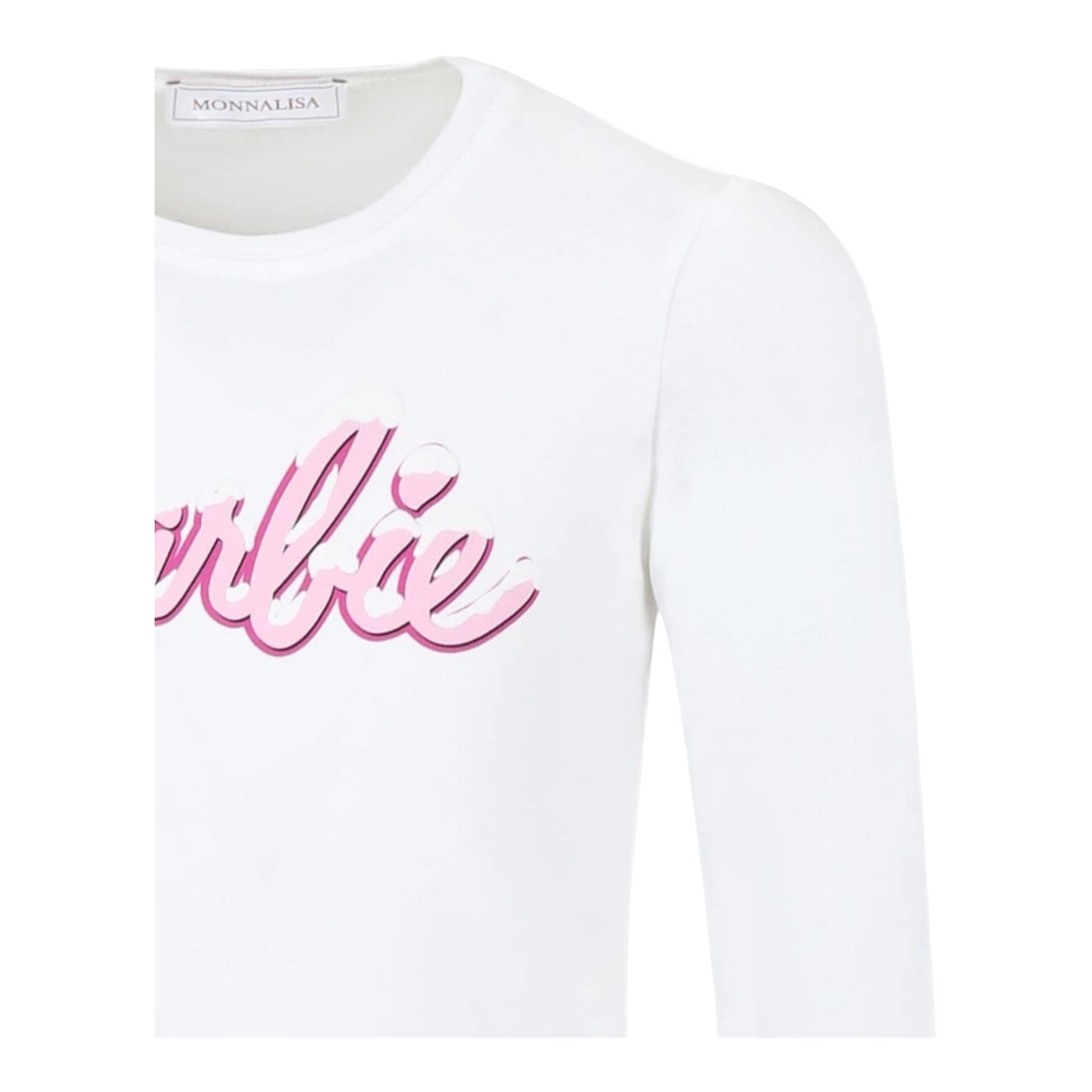MONNALISA shirt girocollo tinta unita con stampa Bianco per Bambina 11D644 BIANCO MONNALISA