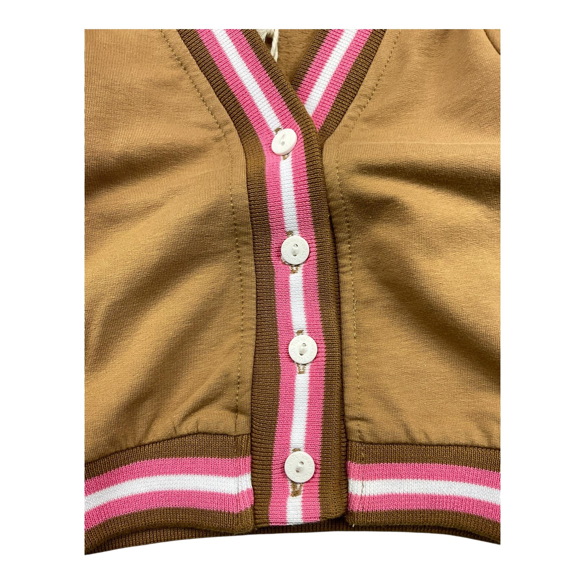 NANAN cardigan tinta unita con profili in contrasto Cammello per Neonata I24544 CAMMELLO NANAN