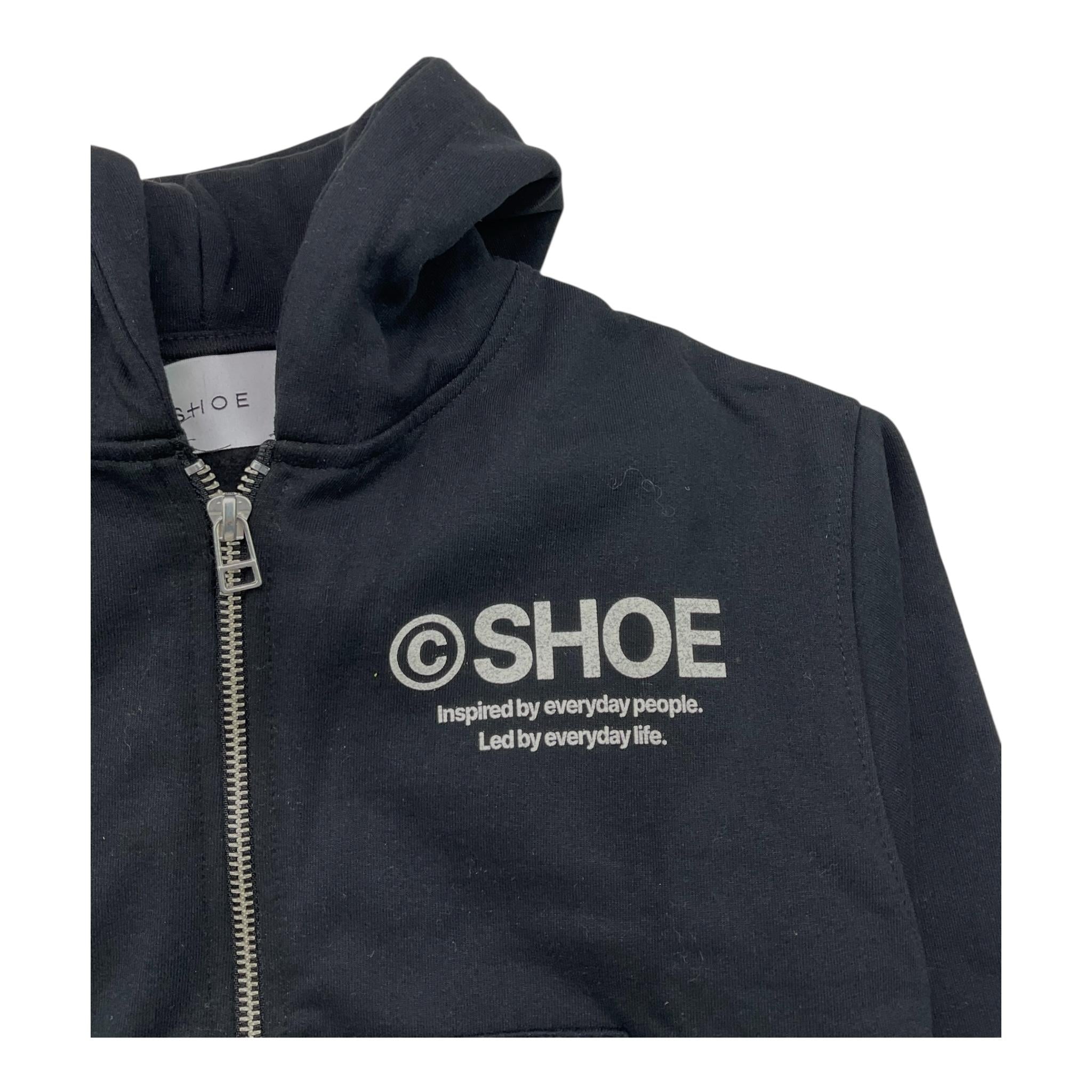 SHOE felpa con zip e cappuccio tinta unita con stampa in contrasto Nero per Bambino ZEFF0119 NERO SHOE